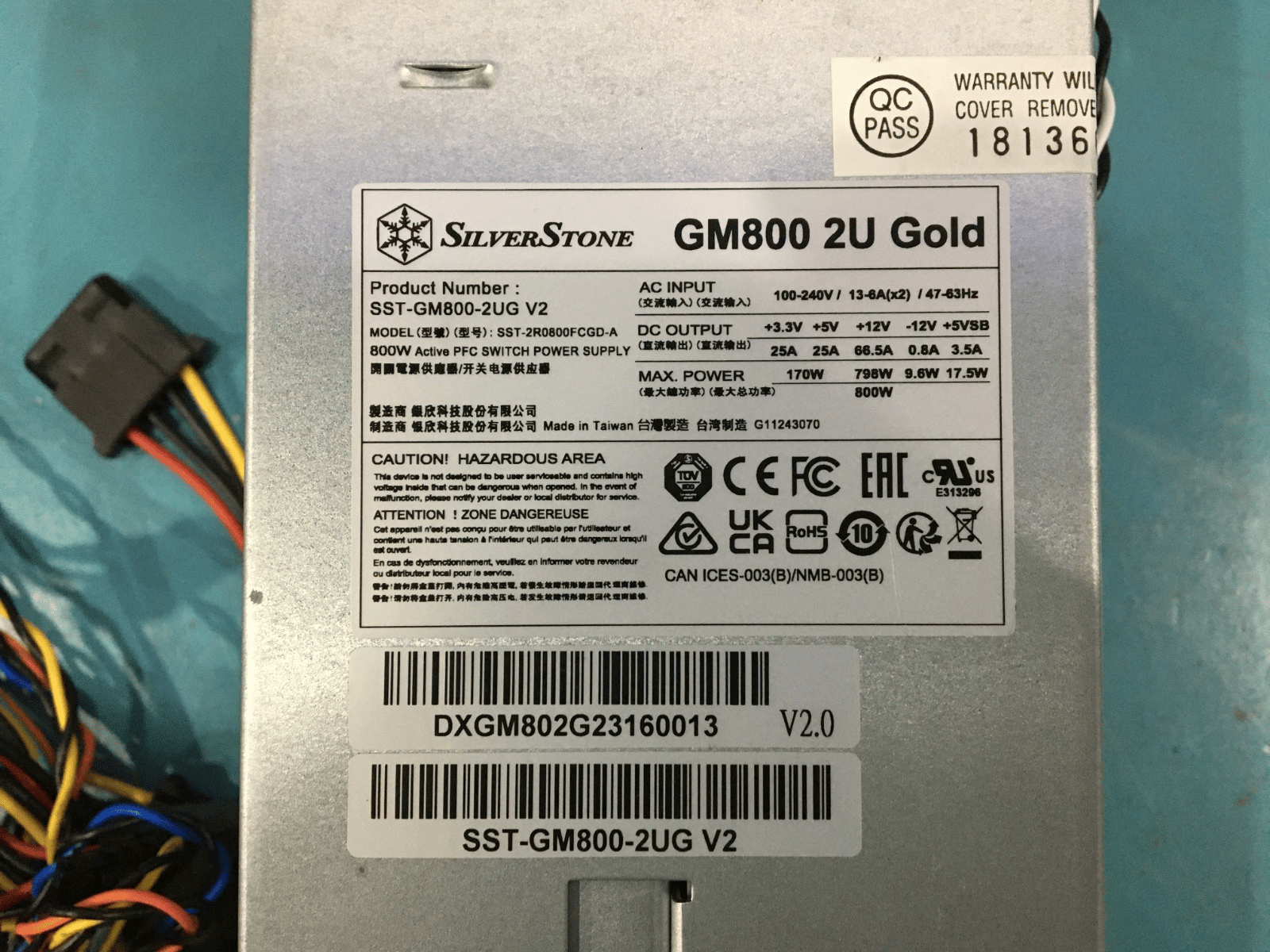 SilverStone GM800 2U 800W 80 Plus Gold Redundant Server PSU SST-GM800-2UG