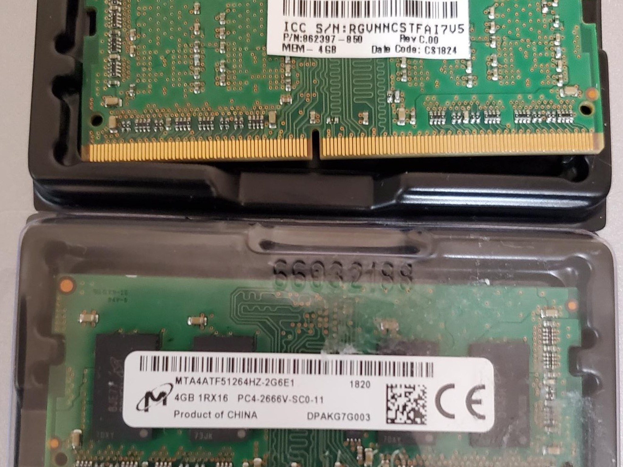 Pre-owned 8GB, (2x4GB) Micron MTA4ATF51264HZ-2G6E1 Laptop Memory