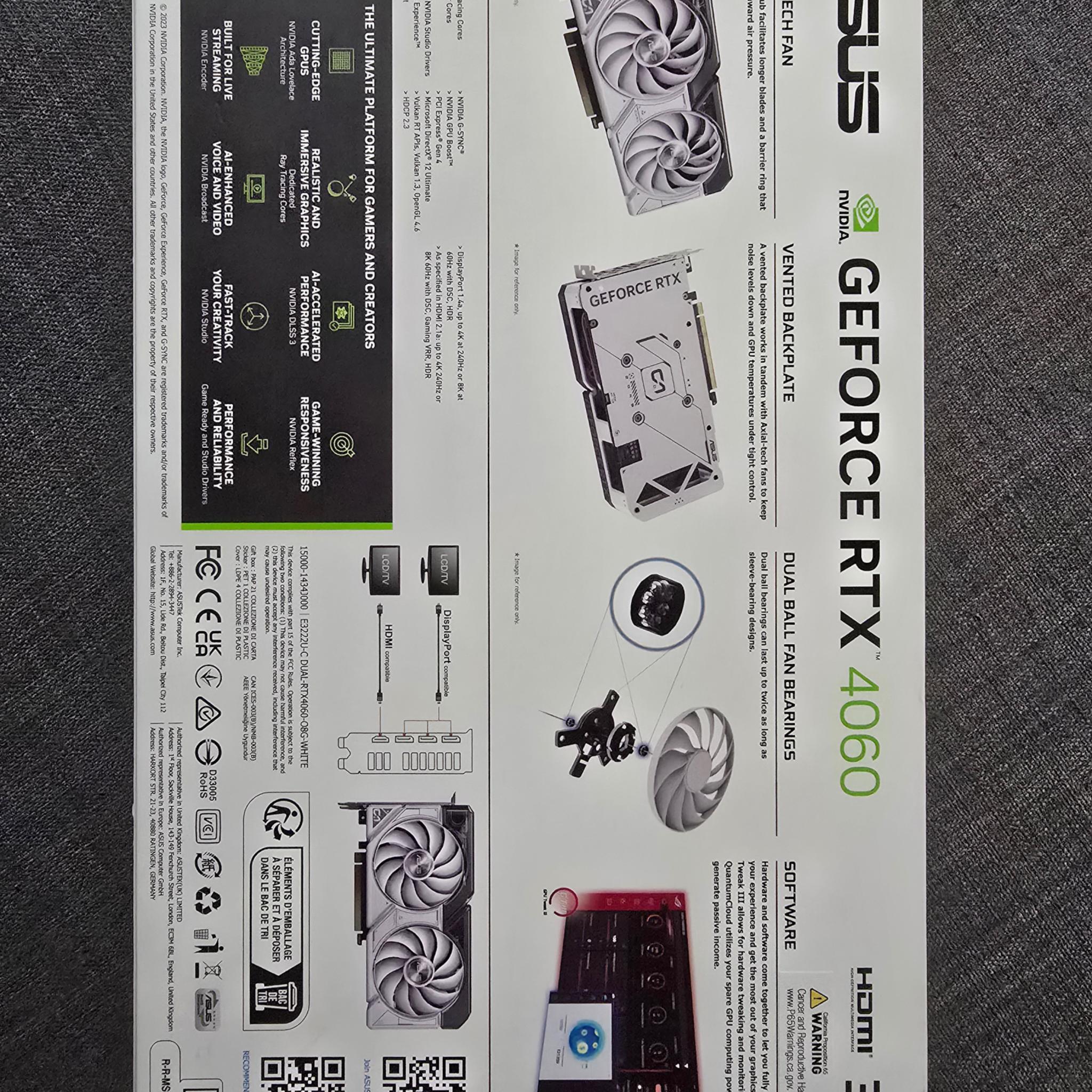 ASUS Dual GeForce RTX™ 4060 OC White Edition 8GB GDDR6 (NEW