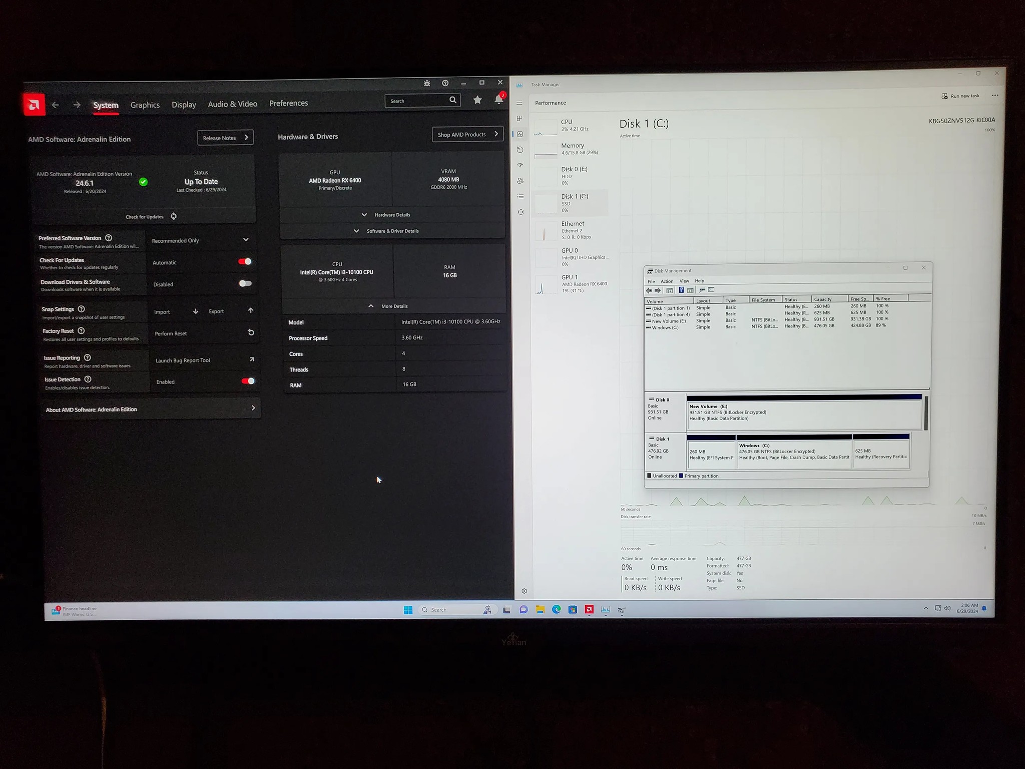 Lenovo IdeaCentre 5: Intel Core i3-10100, AMD Radeon RX 6400, 16GB RAM, 512GB SSD, 1TB HDD, W11P