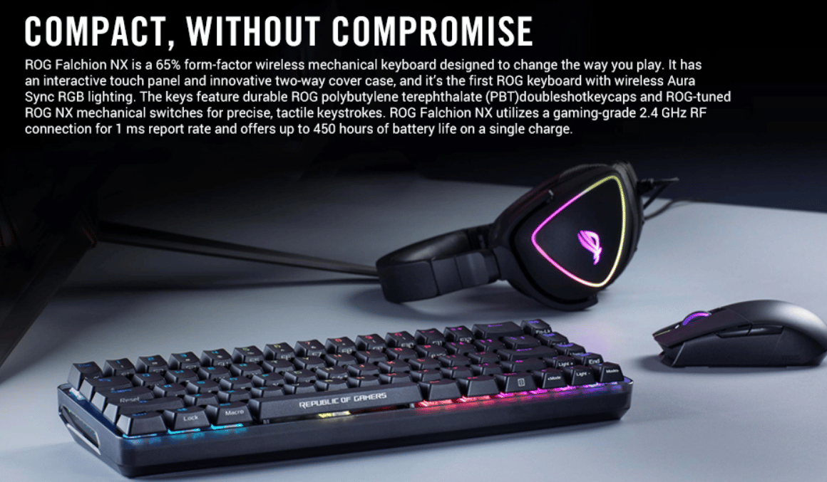 ASUS ROG Falchion NX 65% Wireless RGB Gaming Mechanical Keyboard | ROG NX Red Linear Switches
