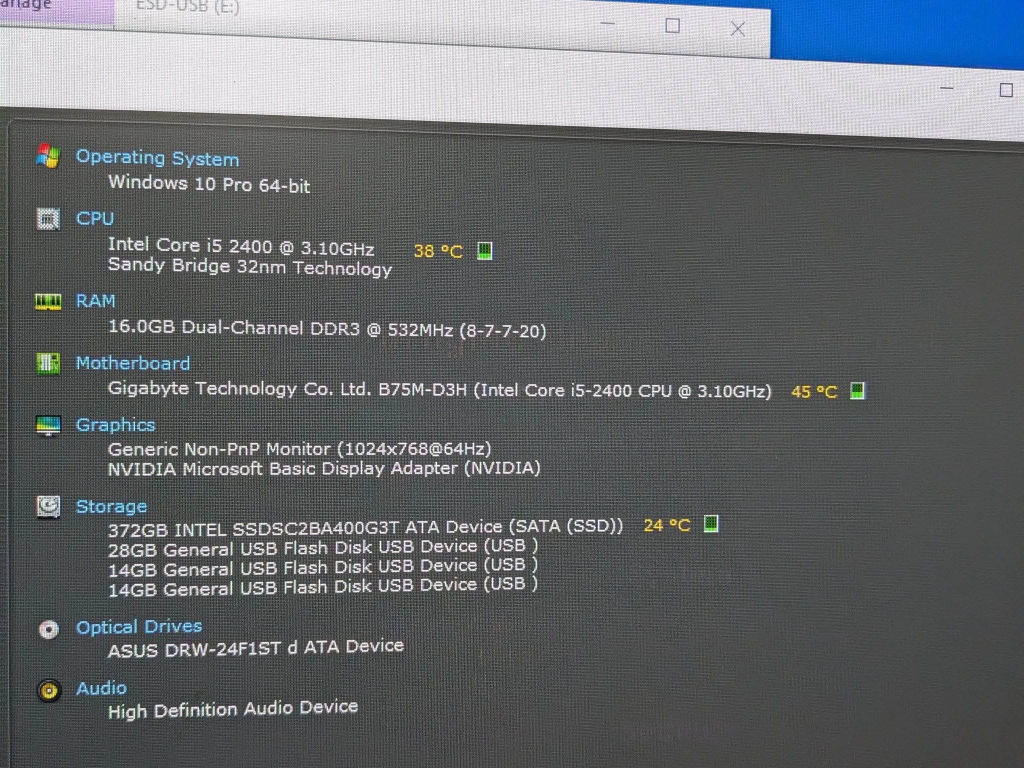 Incognito - i5-2400, 16GB RAM, Quadro K2200 (GTX 750 TI), 400GB SSD, Win10, RGB, Wifi