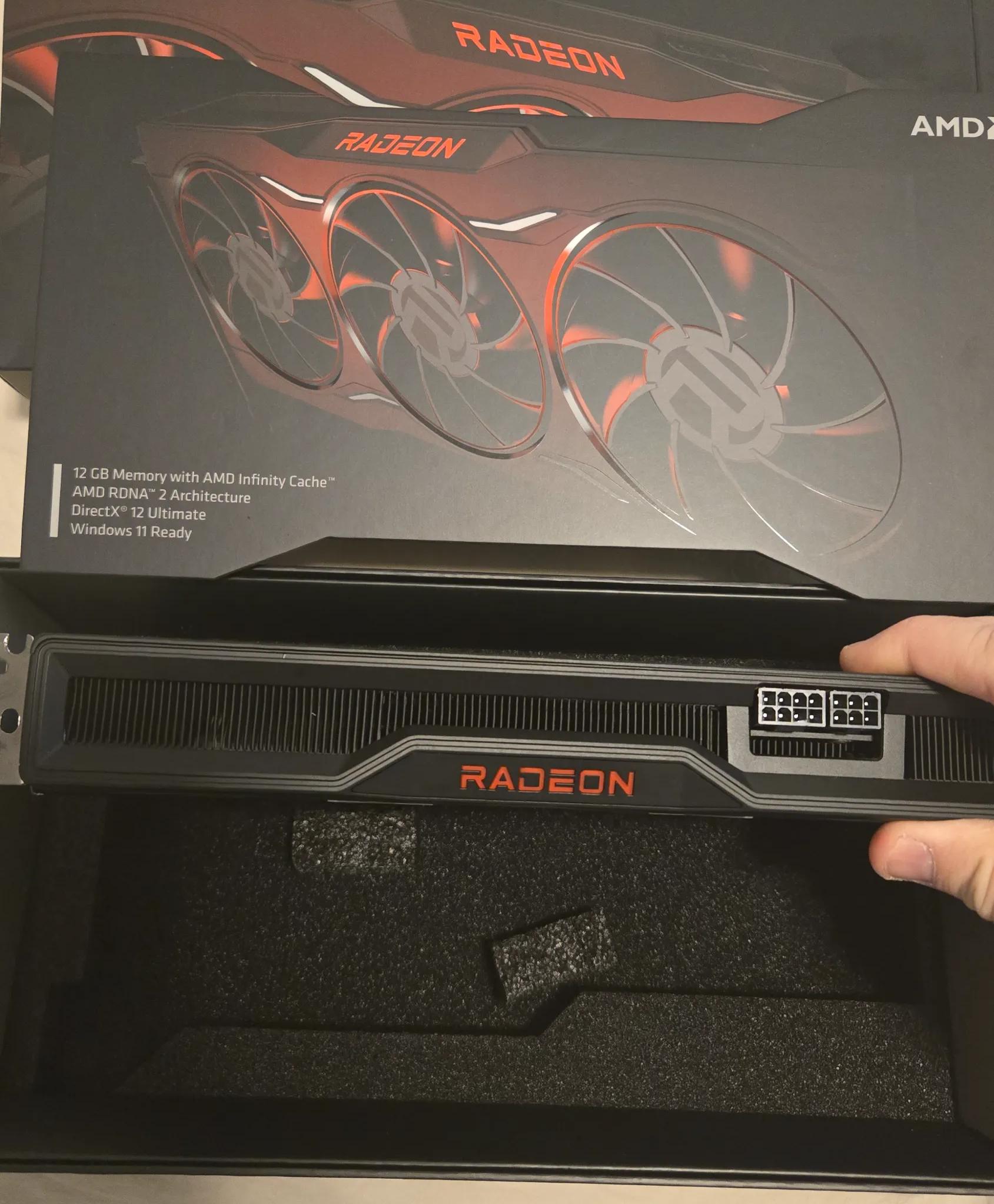 AMD Reference card. 6750XT, 12GB DDR6, 1440P powerhouse.
