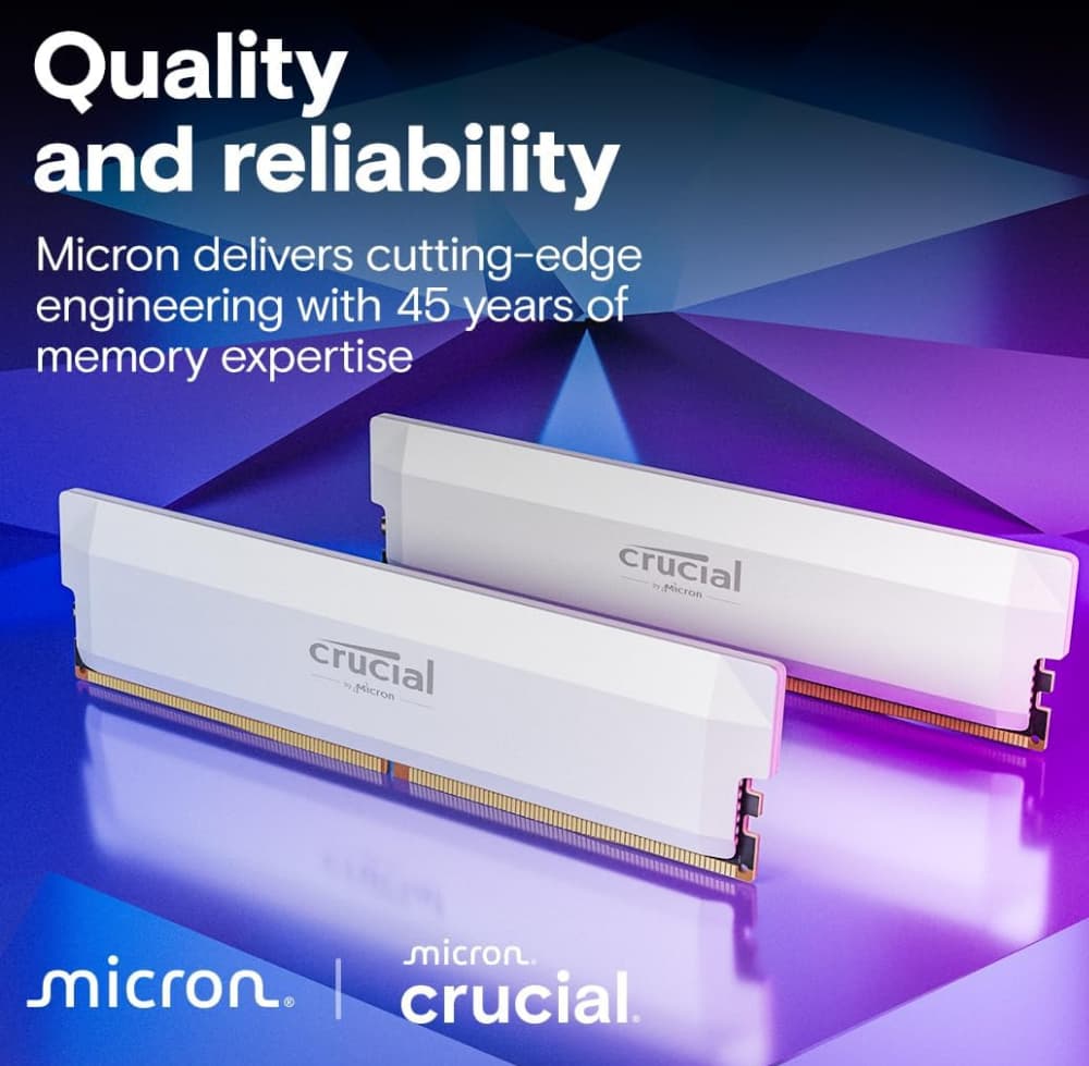 BNIB Crucial Pro DDR5 RAM 32GB Kit (2x16GB) 6000MHz CL36 (White)