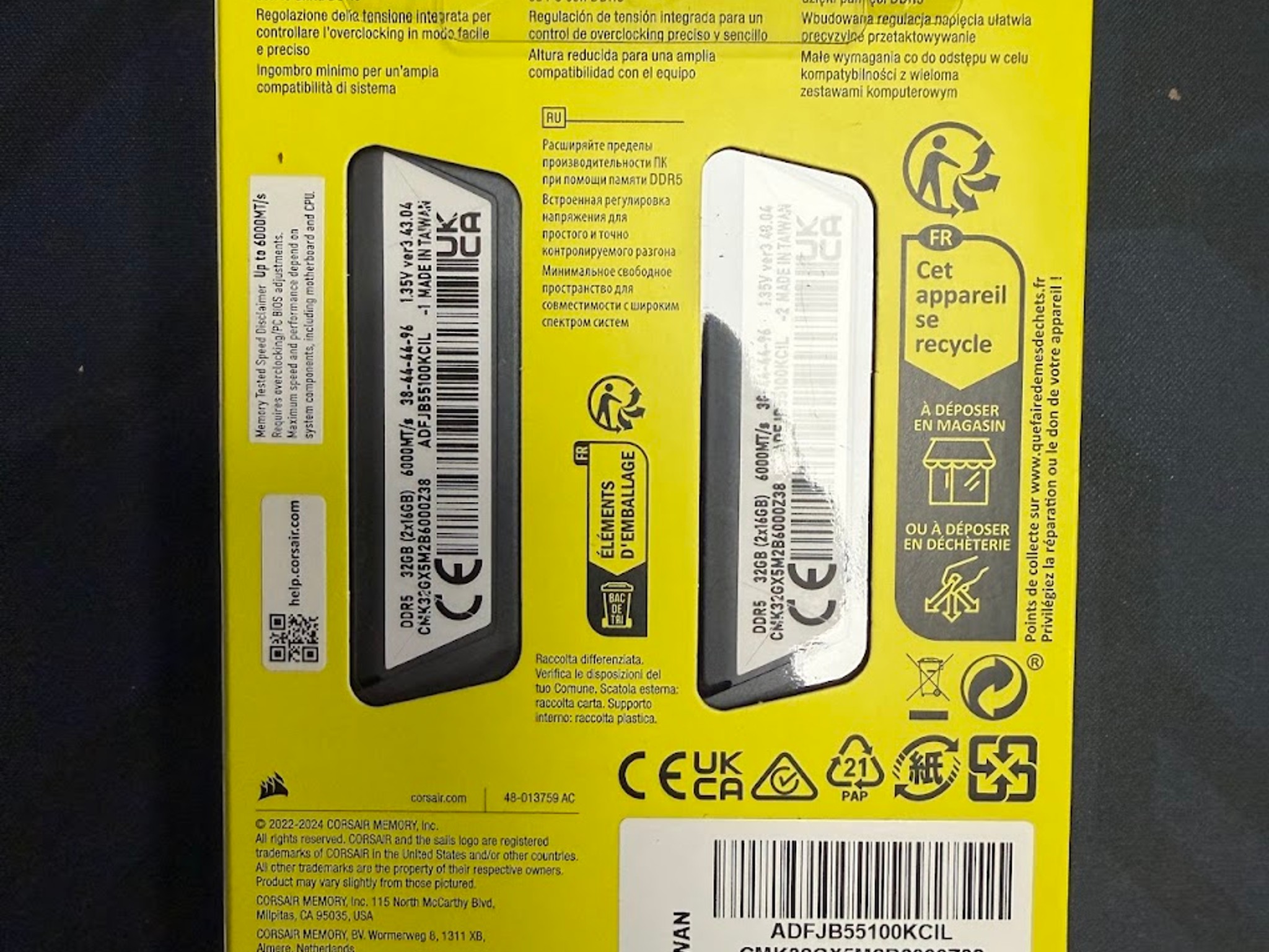 Corsair Vengeance DDR5 Memory - 32GB - (16GB x 2)