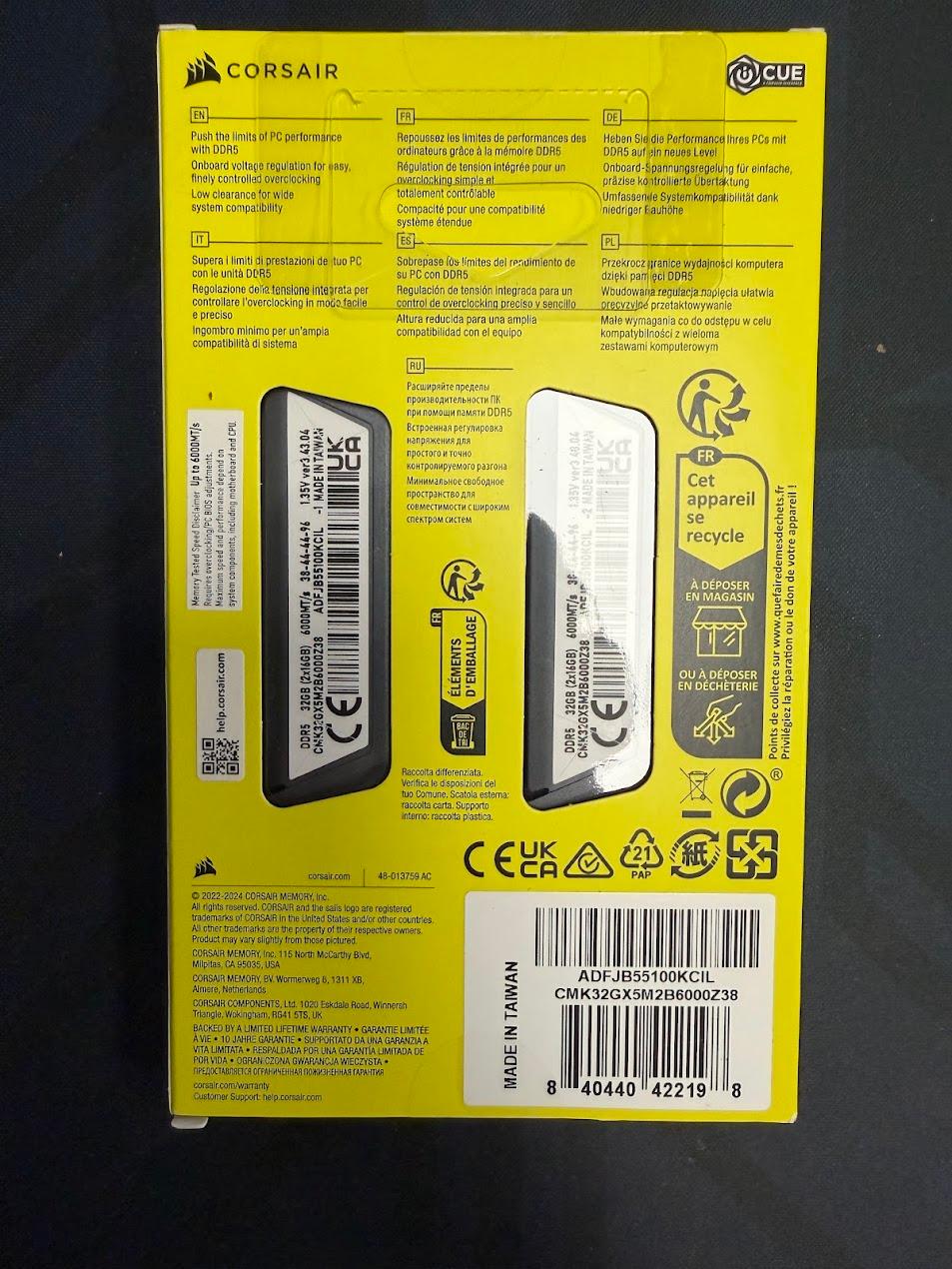 Corsair Vengeance DDR5 Memory - 32GB - (16GB x 2)