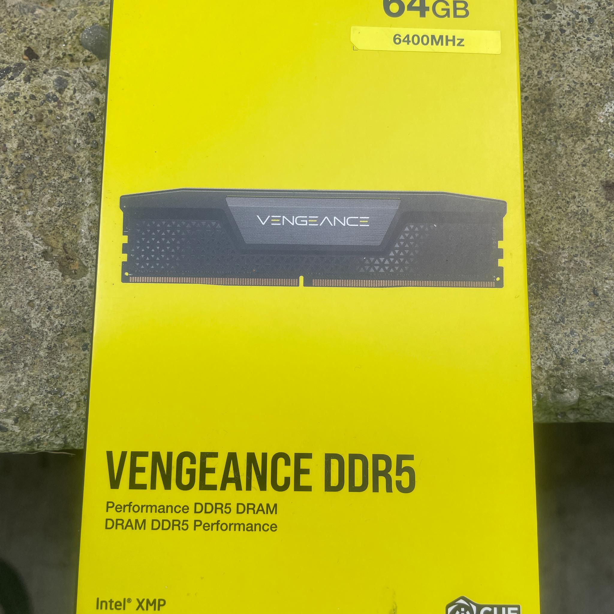 New 64GB (2x32GB) Corsair Vengeance 6400 MHz DDR5 Ram (CMK64GX5M2B6400C32)