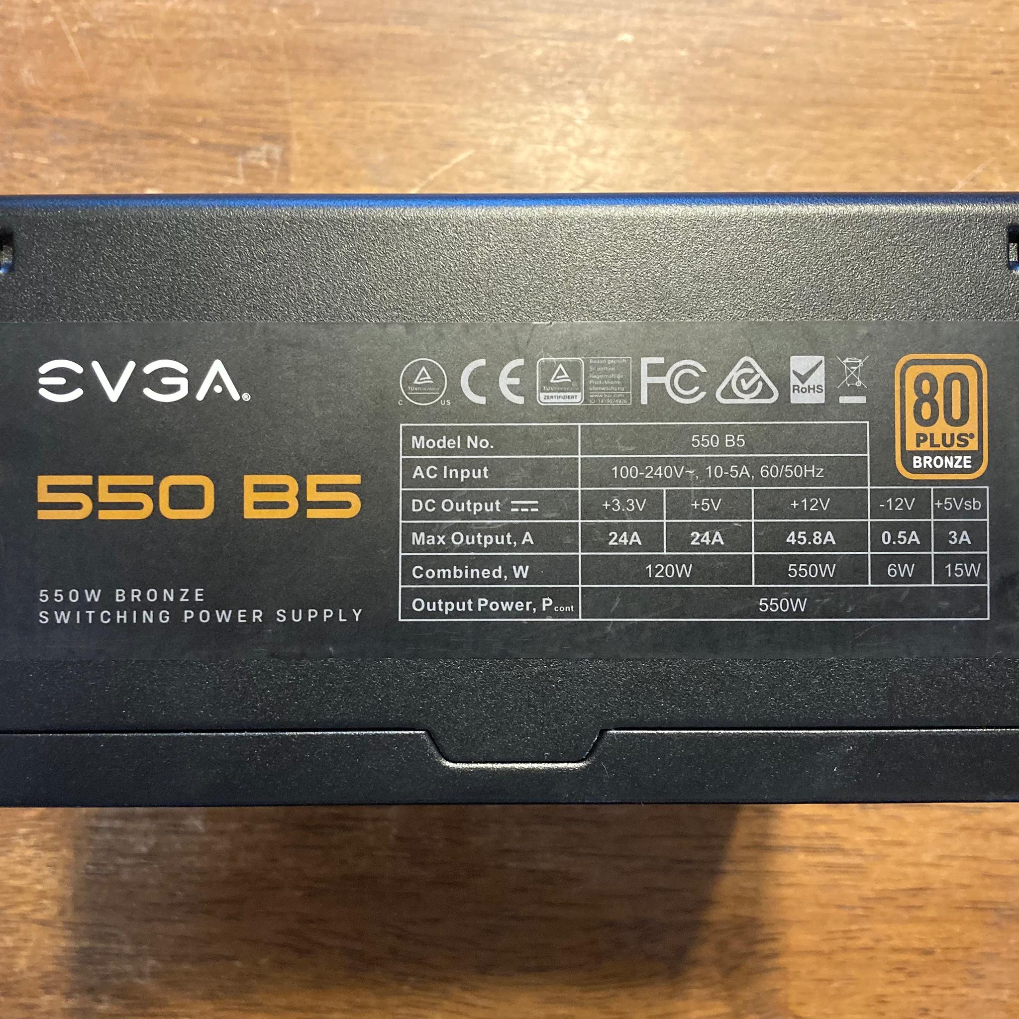 EVGA 550 B5 550 Watt 80+ Bronze Fully-Modular ATX Power Supply