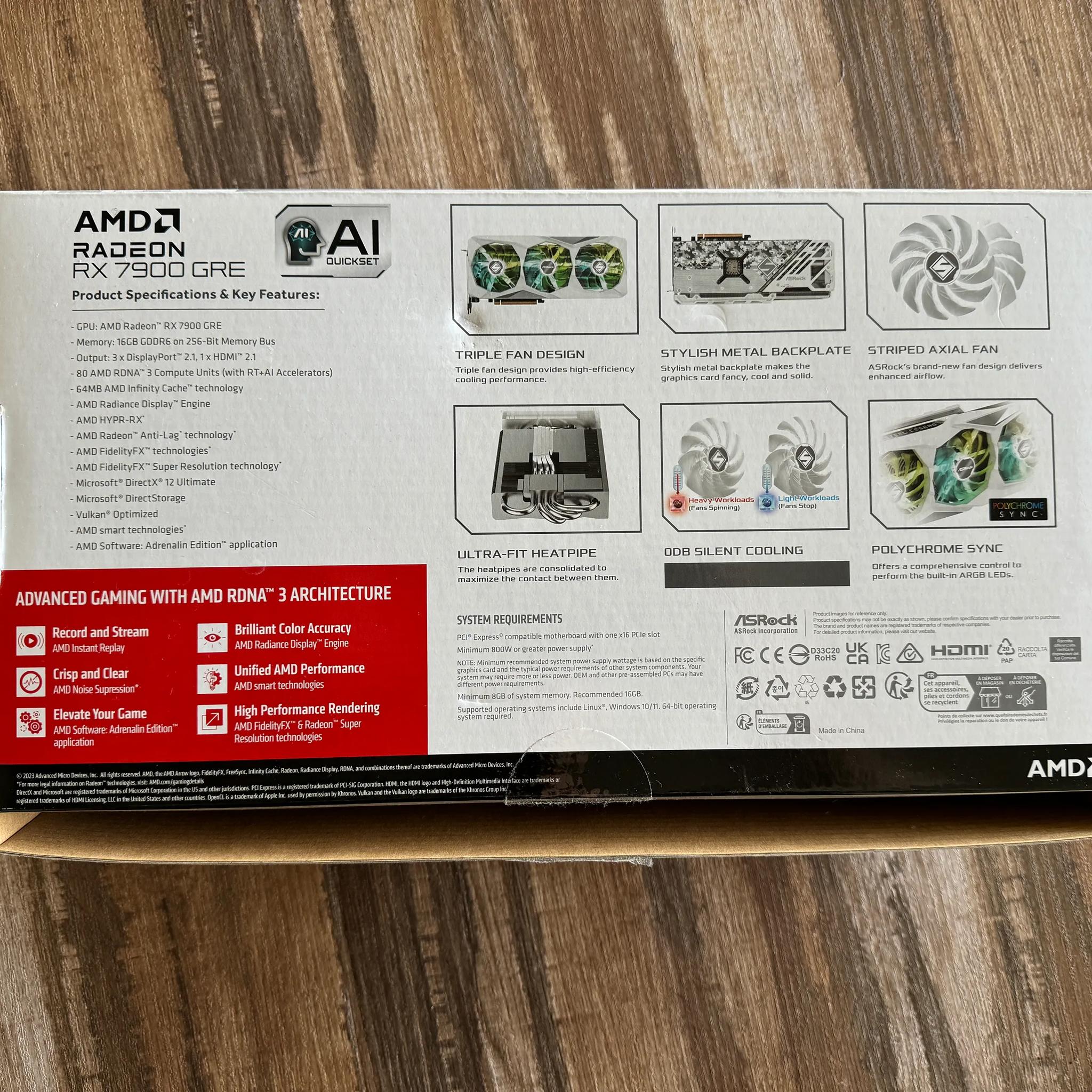 7900 GRE - Asrock Steel Legend - Triple RGB Fans - White