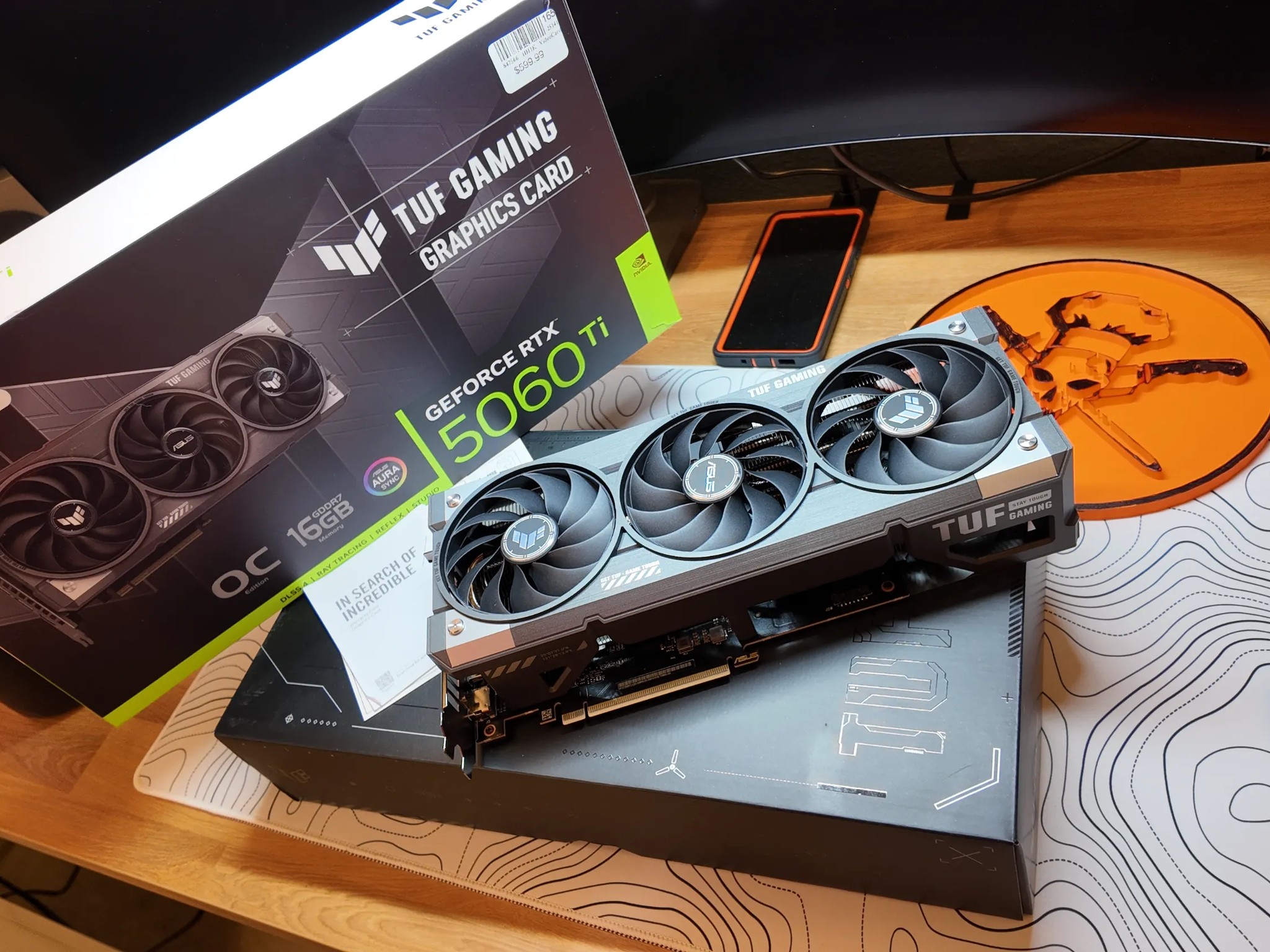 ASUS NVIDIA GeForce RTX 5060 Ti TUF Overclocked Triple Fan 16GB GDDR7 PCIe 5.0 Graphics Card