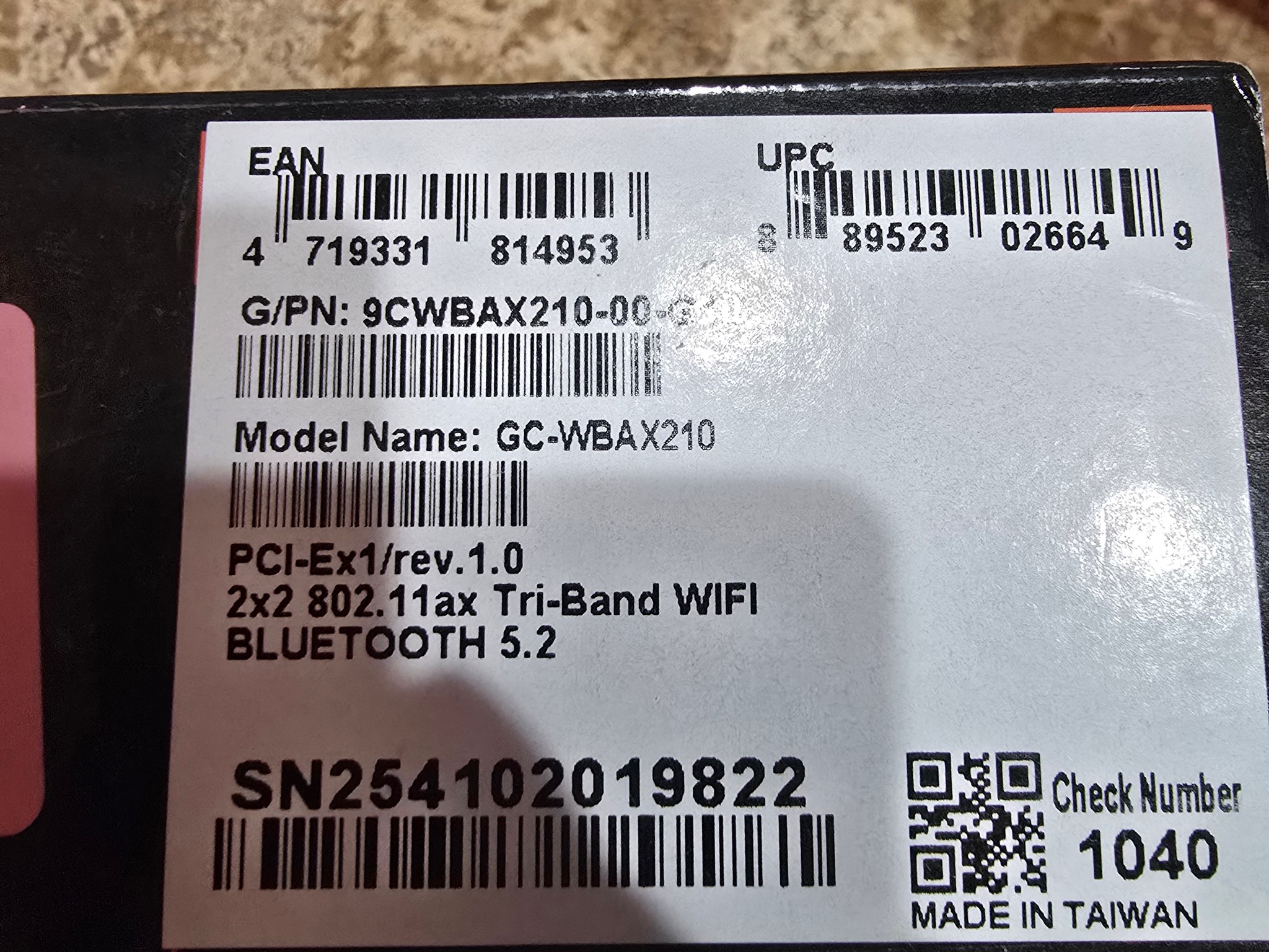 GIGABYTE AORUS WiFi 6E GC-WBAX210 2x2 802.11ax Tri-Band WiFi Bluetooth 5.2 PCIe Expansion Card