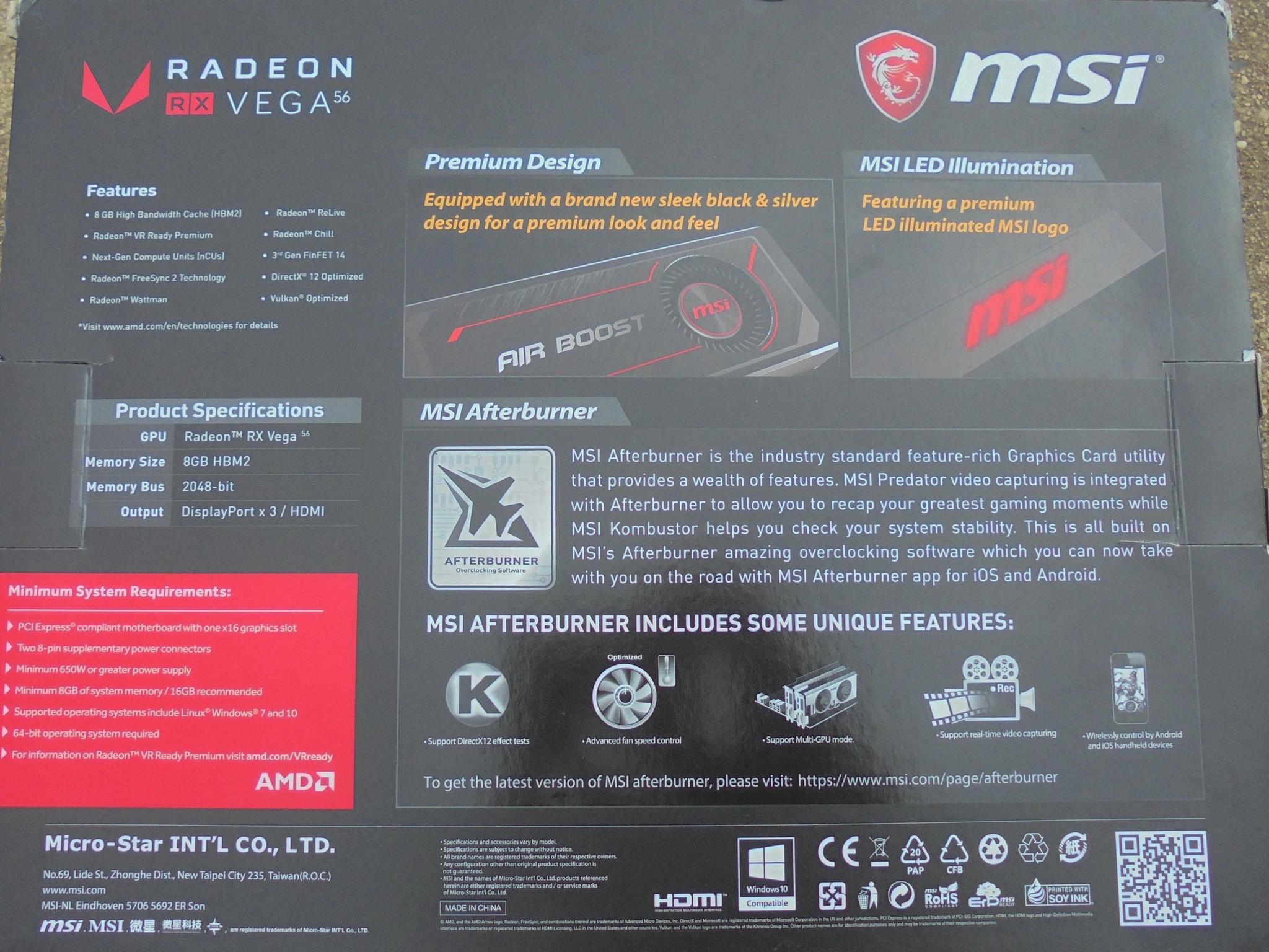 MSI Radeon RX VEGA 56 AIR BOOST 8GB OC Graphics Card