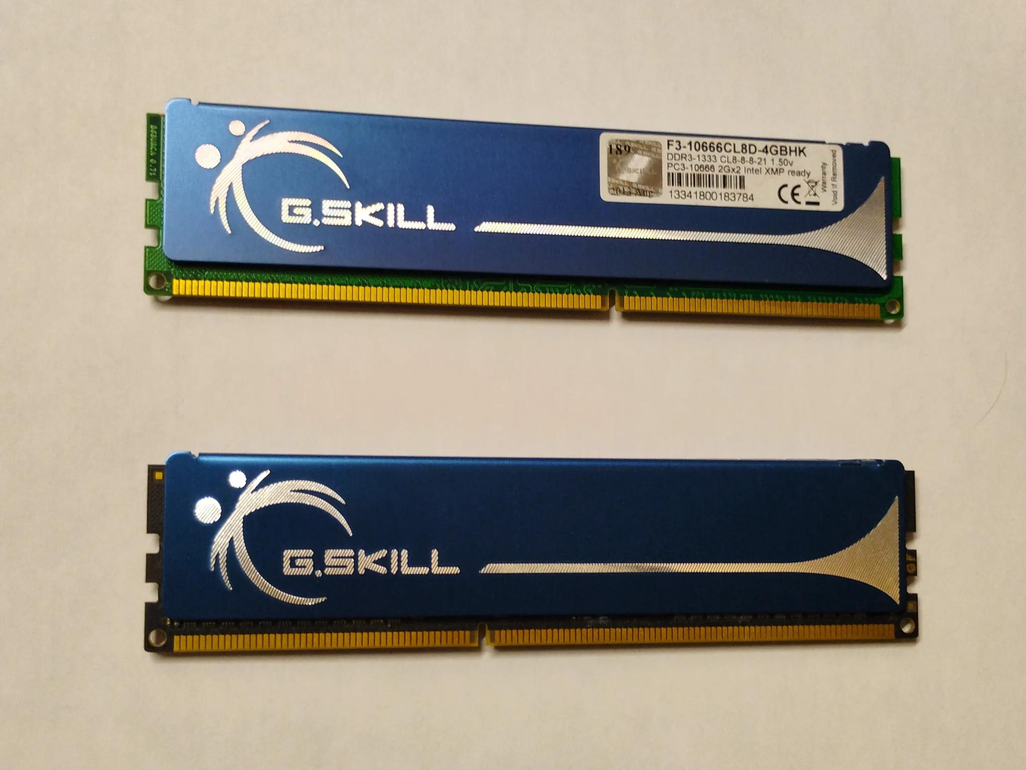 GSkill 4GB (2X2GB) DDR3- 1333 CL8-8-8-21 1.50v F3- 10666 F3-10666CL8D-4GBHK