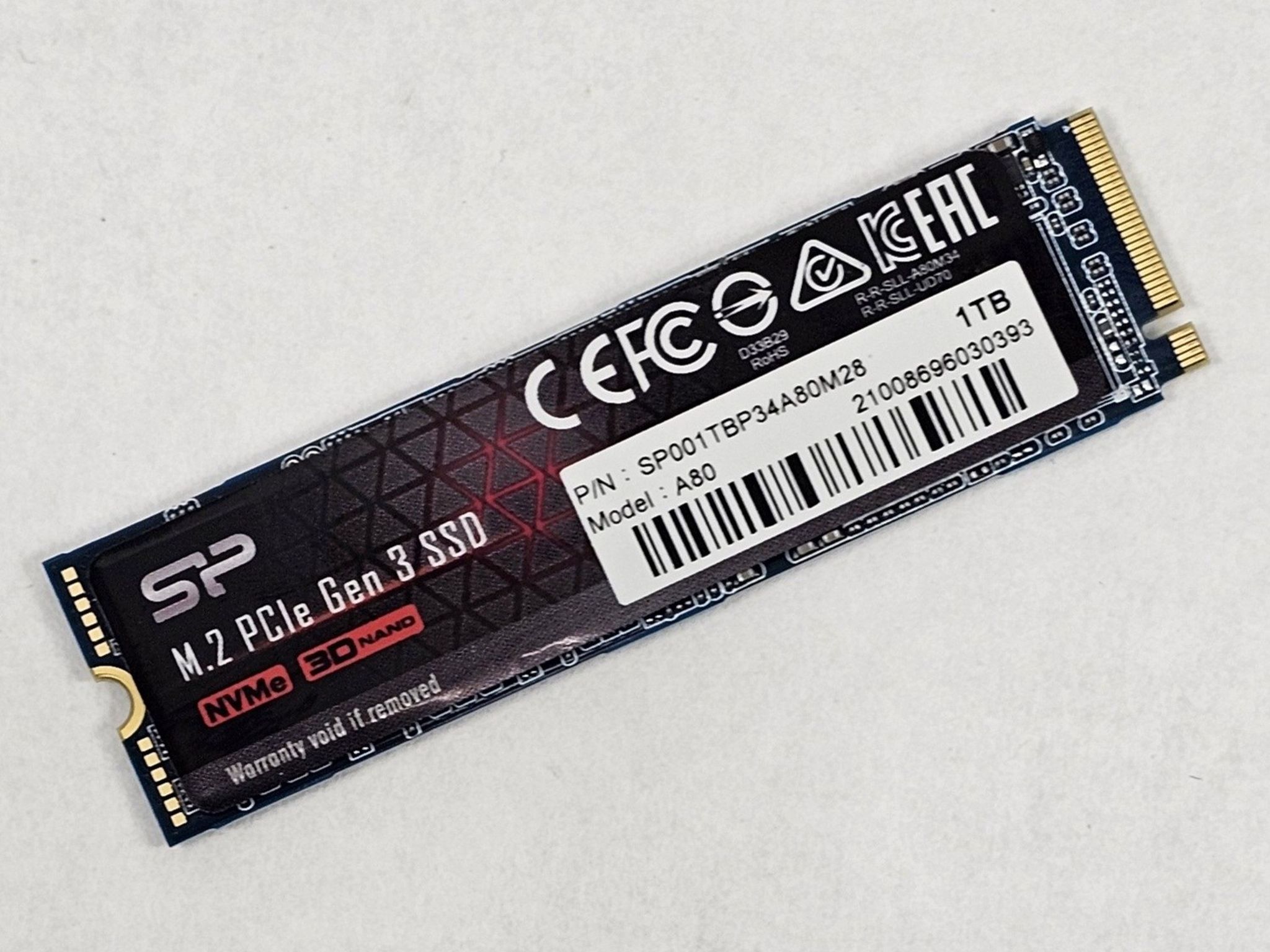 1TB NVMe M.2 SSD Silicon Power P34A80 Gen3