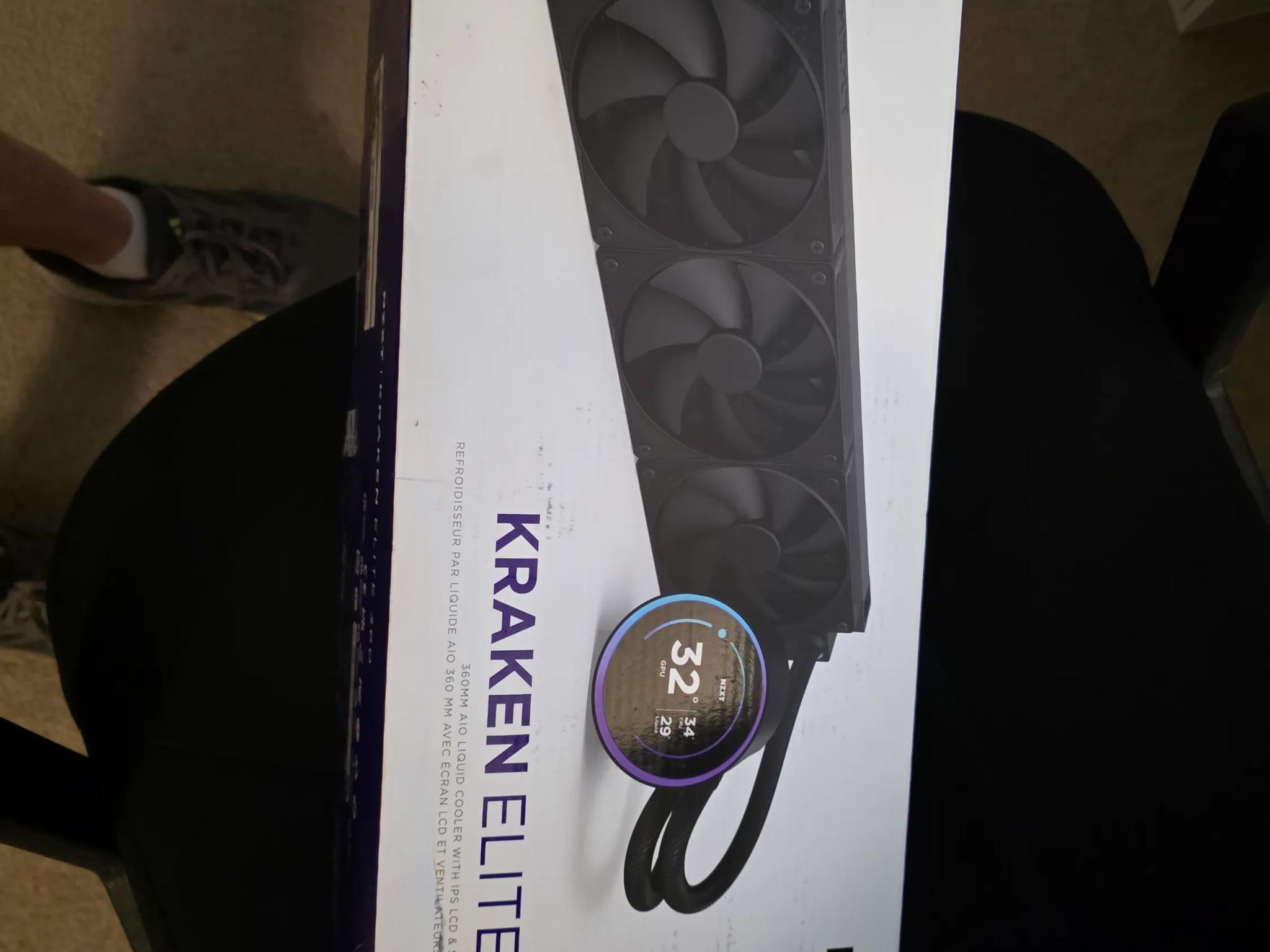 NZXT KRAKEN ELITE 360 BLACK AIO LIQUID COOLER W/ IPS LCD & STATIC PRESSURE FANS (AMD AM4 AM5 ONLY!)