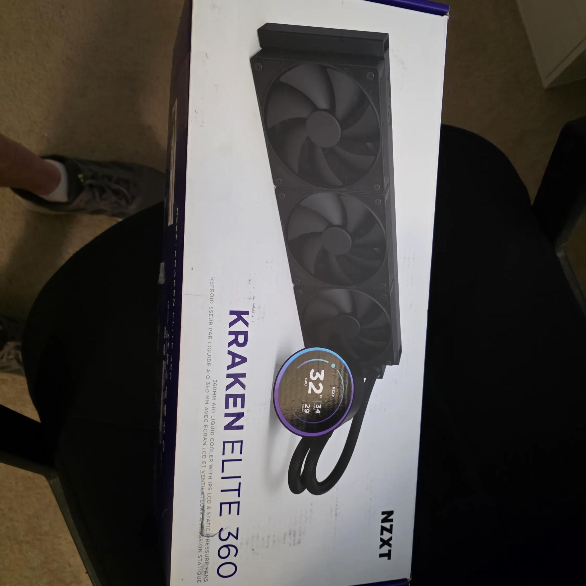 NZXT KRAKEN ELITE 360 BLACK AIO LIQUID COOLER W/ IPS LCD & STATIC PRESSURE FANS (AMD AM4 AM5 ONLY!)