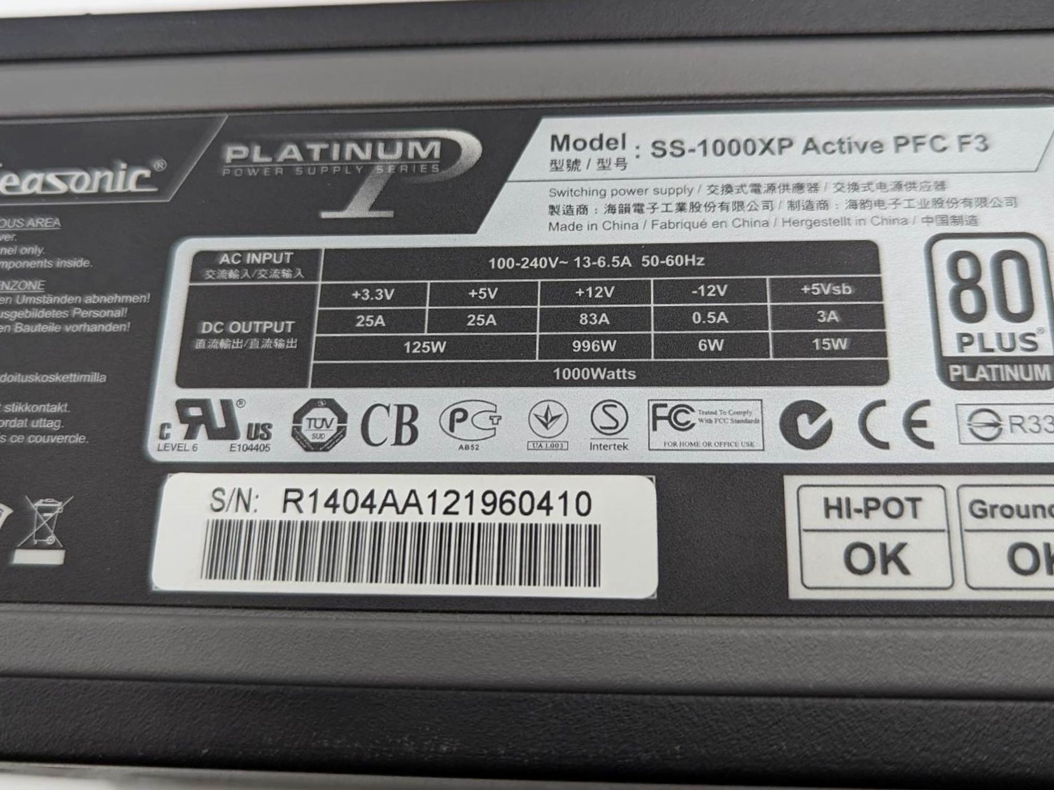 Seasonic SS-1000XP fully modular PSU 1000w 80+ Platinum