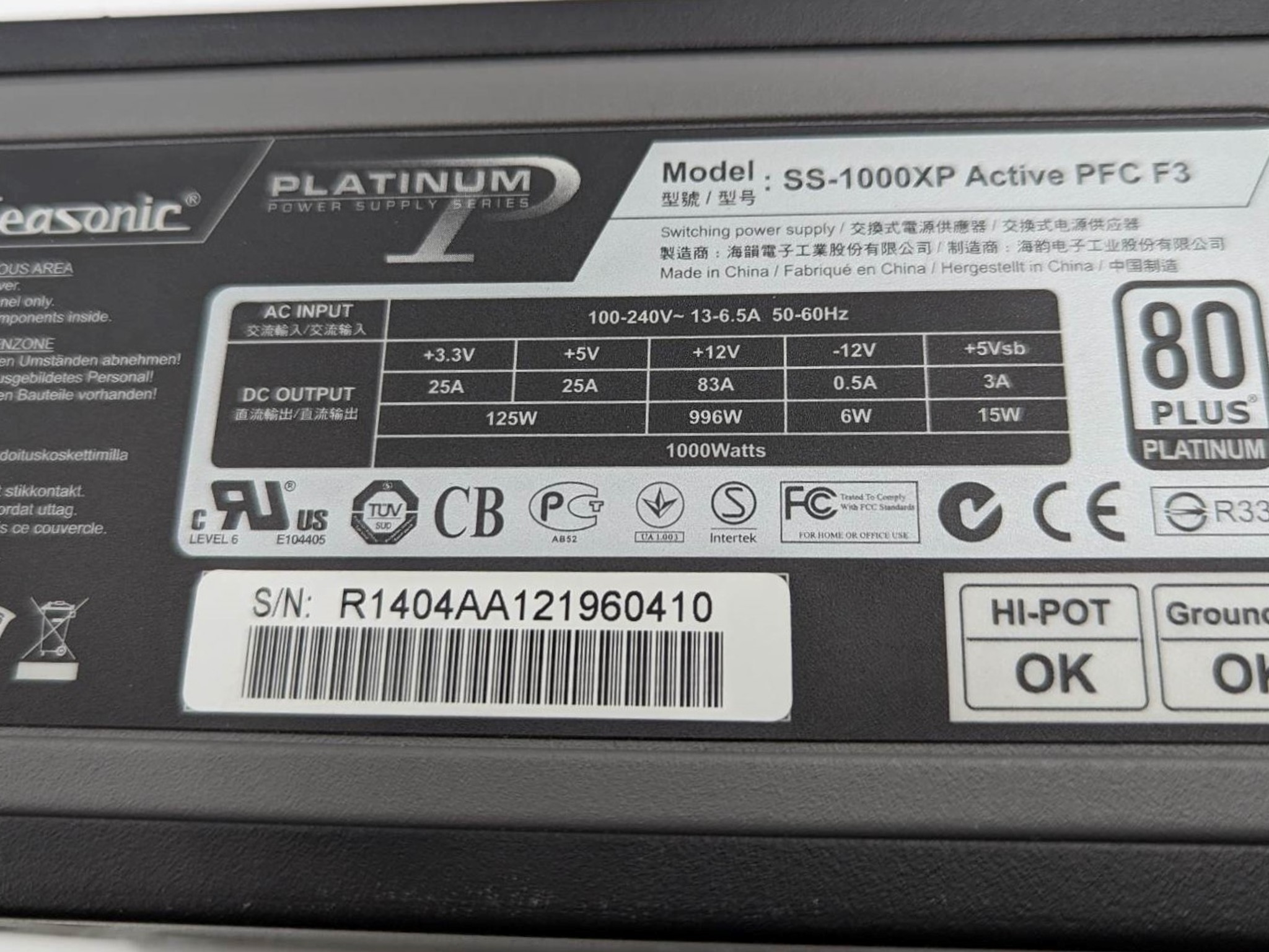 Seasonic SS-1000XP fully modular PSU 1000w 80+ Platinum