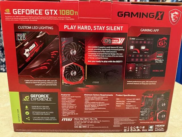 MSI NVidia Geforce 1080 Ti GAMING X 11 GB GDDR5X Graphics Card