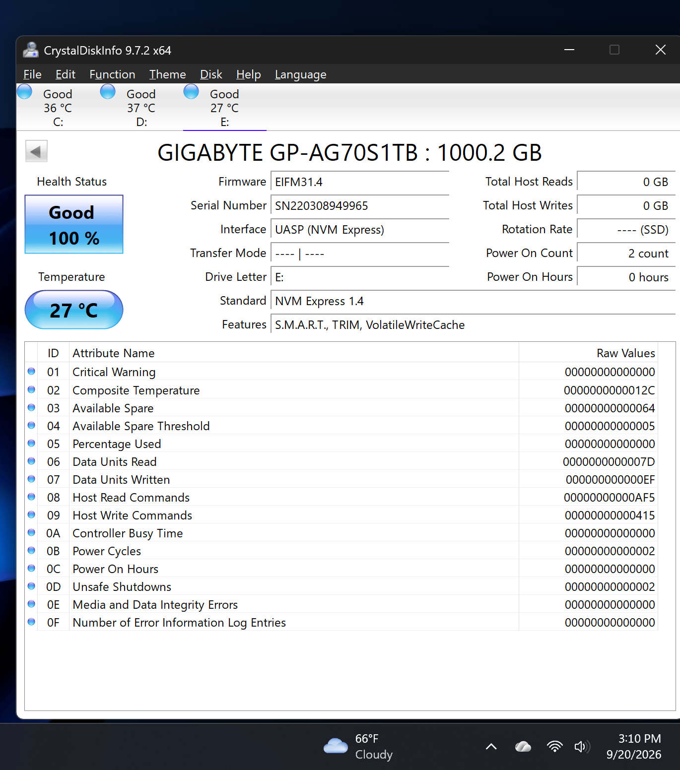 Gigabyte Aorus Gen4 7000s SSD - 1TB