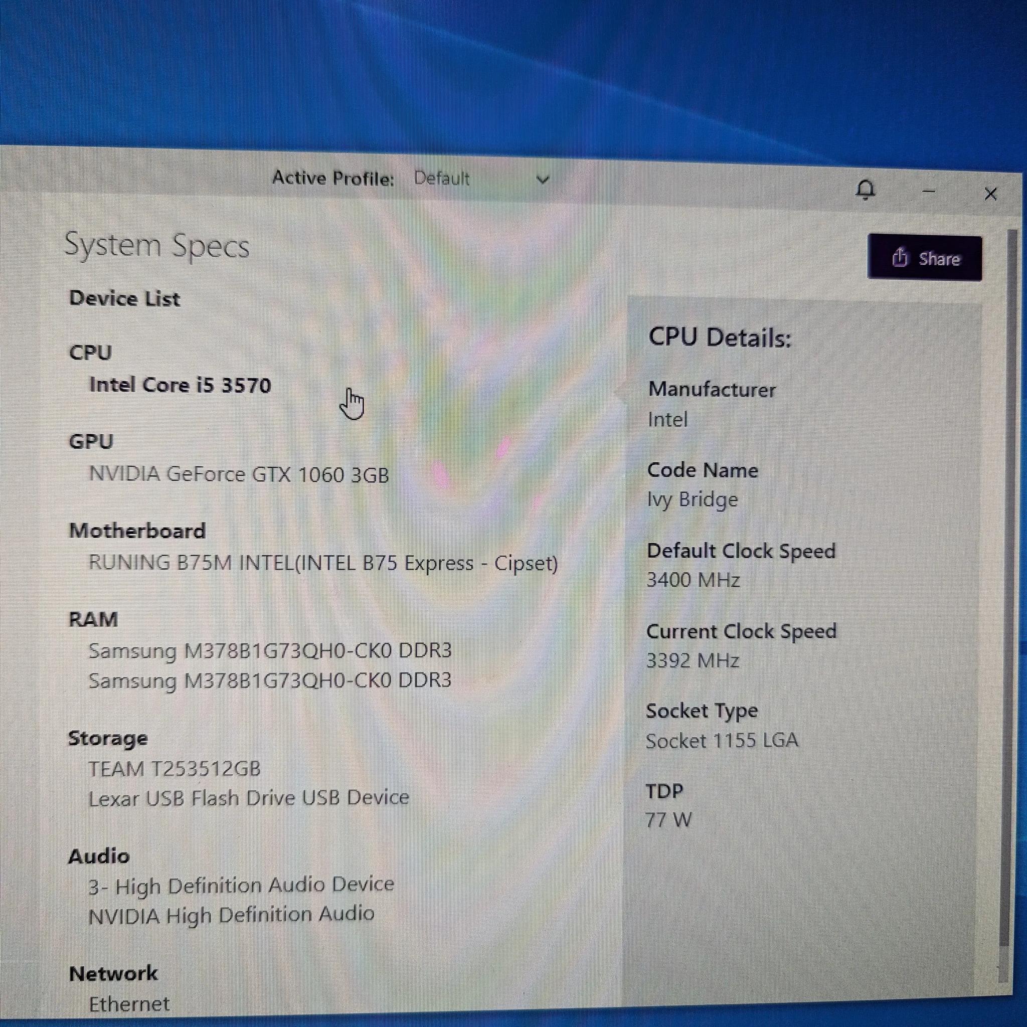 JT-1 | i5-3570 | GTX 1060 | 16GB RAM | 512GB SSD | Wi-Fi | Windows