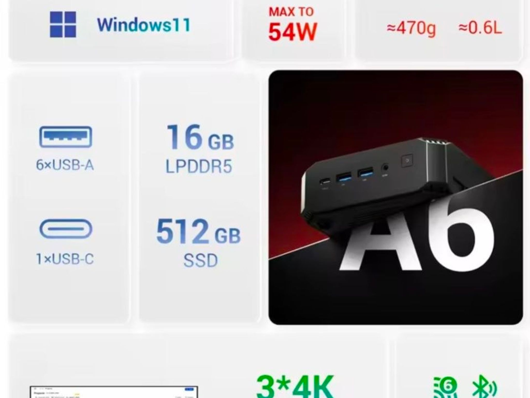 🔷 Firebat A6 Mini PC | AMD Ryzen 7 7735HS | 16 GB LPDDR5 | 512 GB SSD