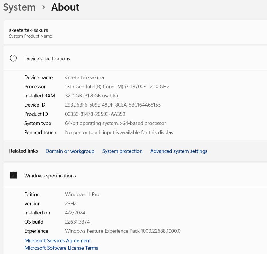 Sakura Ni! Core i7 13700F, Yeston Sakura RTX 3080, 32Gb, 2Tb Gen 4 NVMe, Strix Z690, WiFi/BT/Ether