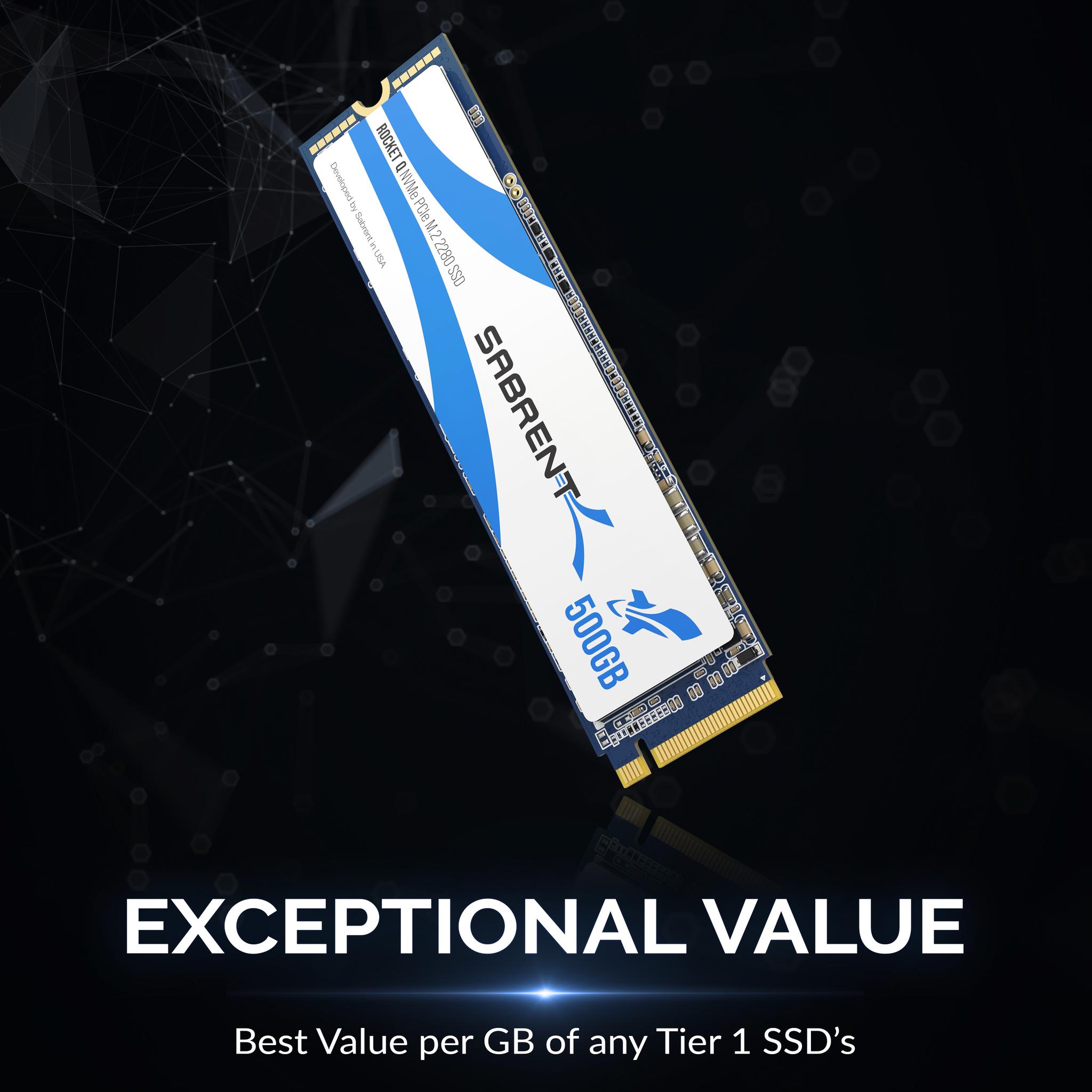 SABRENT Rocket Q 500GB NVMe PCIe M.2 2280 Internal SSD High Performance