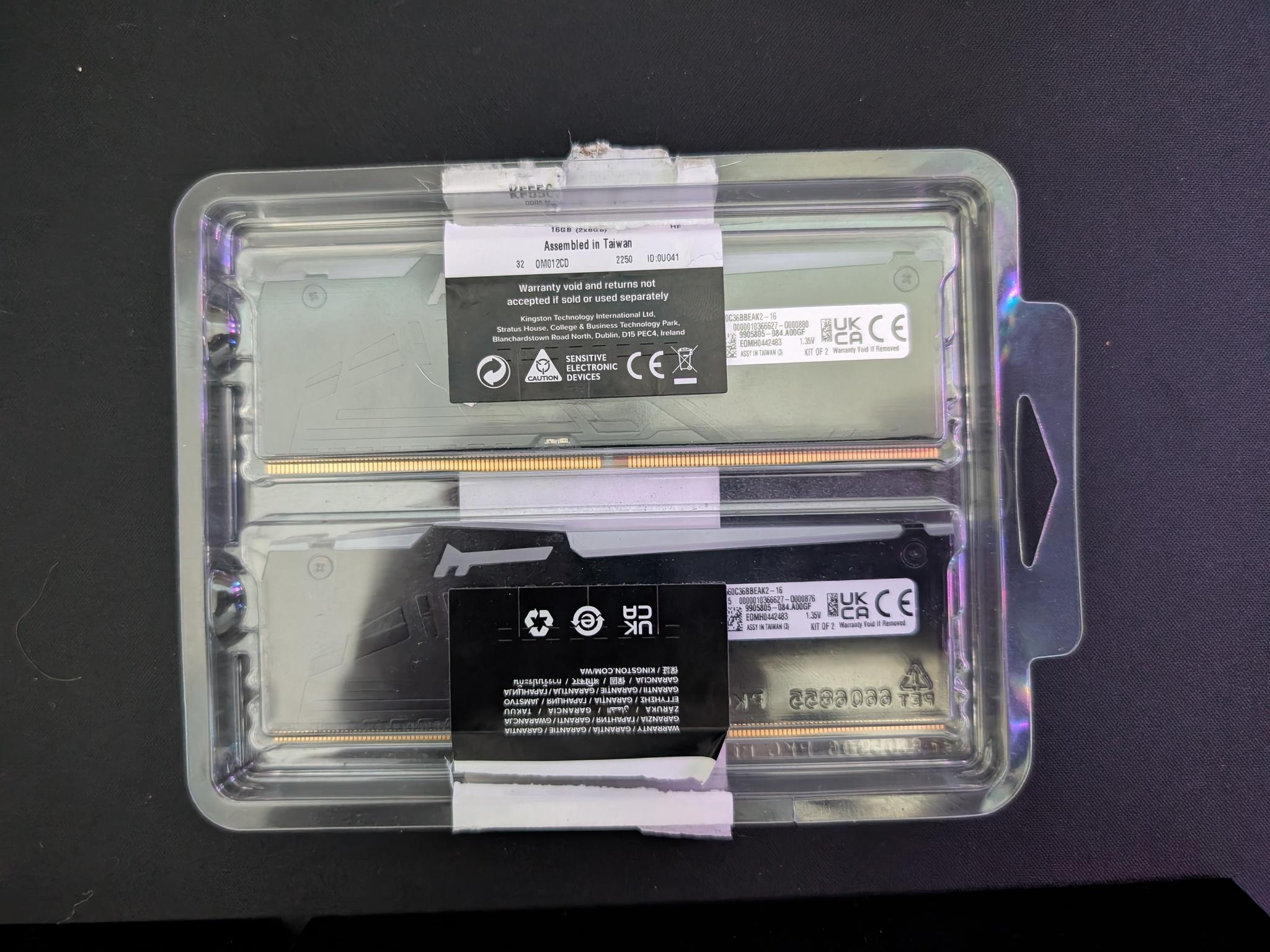 Kingston FURY Beast DDR5 RGB 16GB kit (2×8GB) 6000 MT/s CL36, Open Box, Excellent