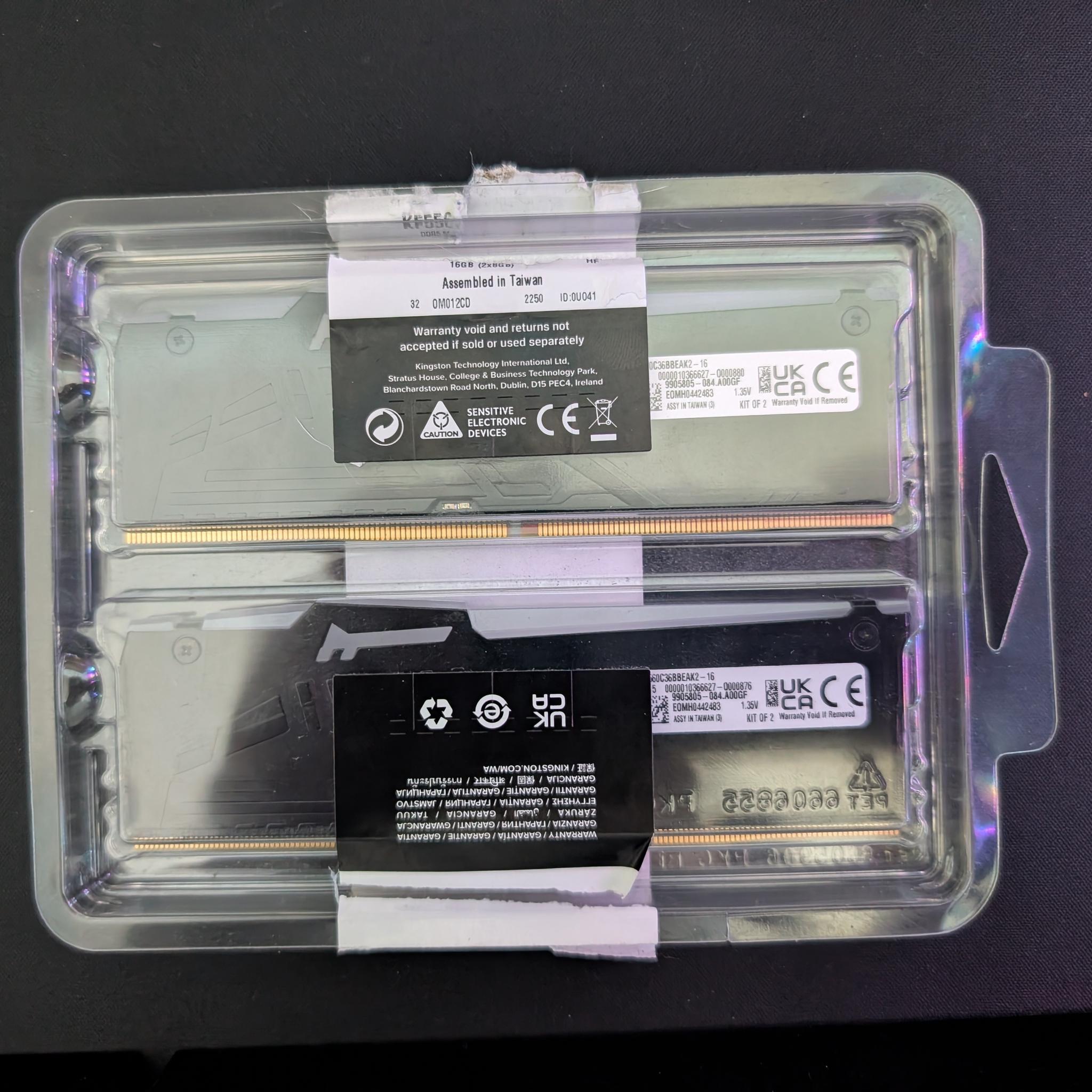 Kingston FURY Beast DDR5 RGB 16GB kit (2×8GB) 6000 MT/s CL36, Open Box, Excellent
