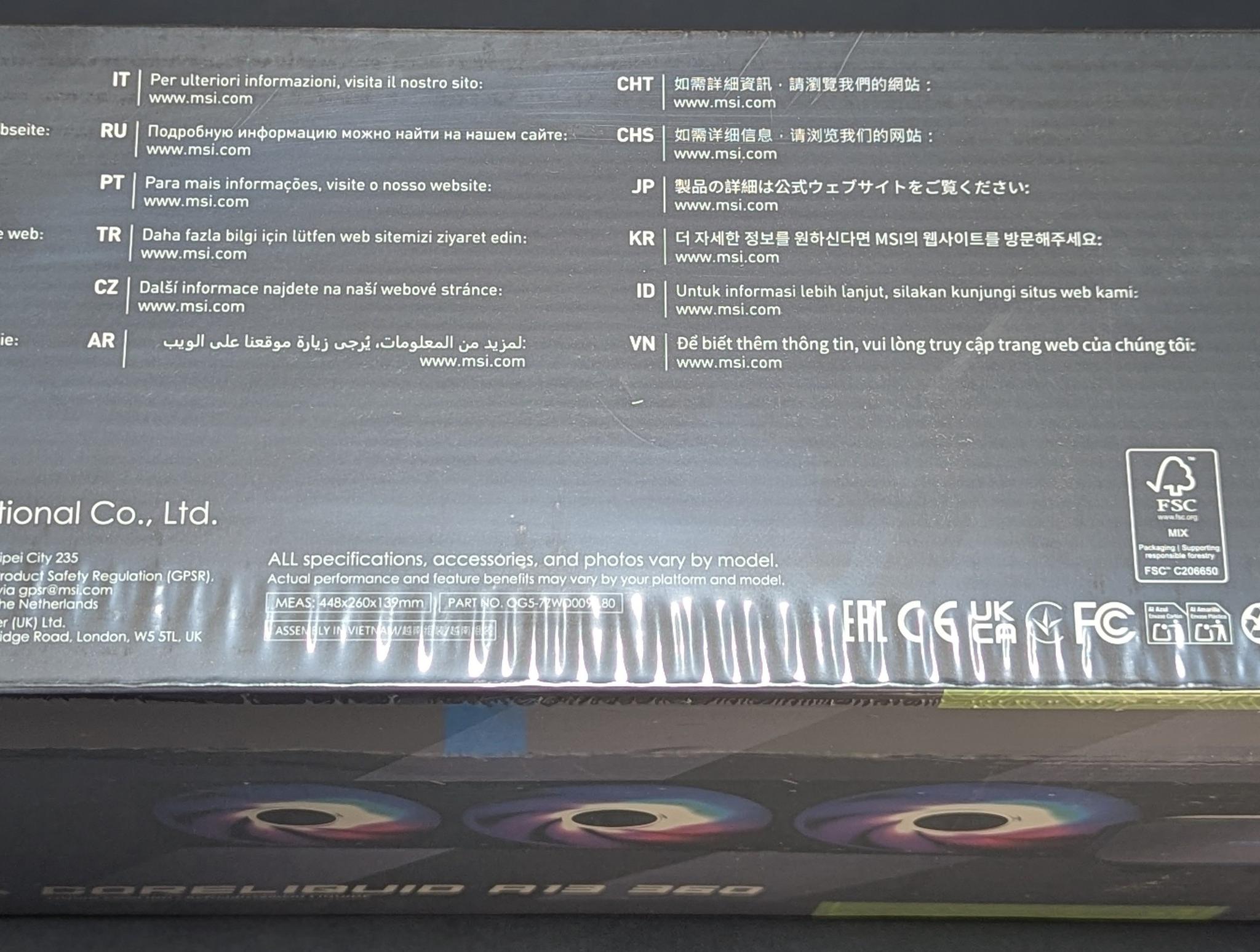 MSI MAG Coreliquid A13 360mm Black ARGB AIO Cooler LGA 1700/1851/AM5/AM4 Sockets Brand New Sealed