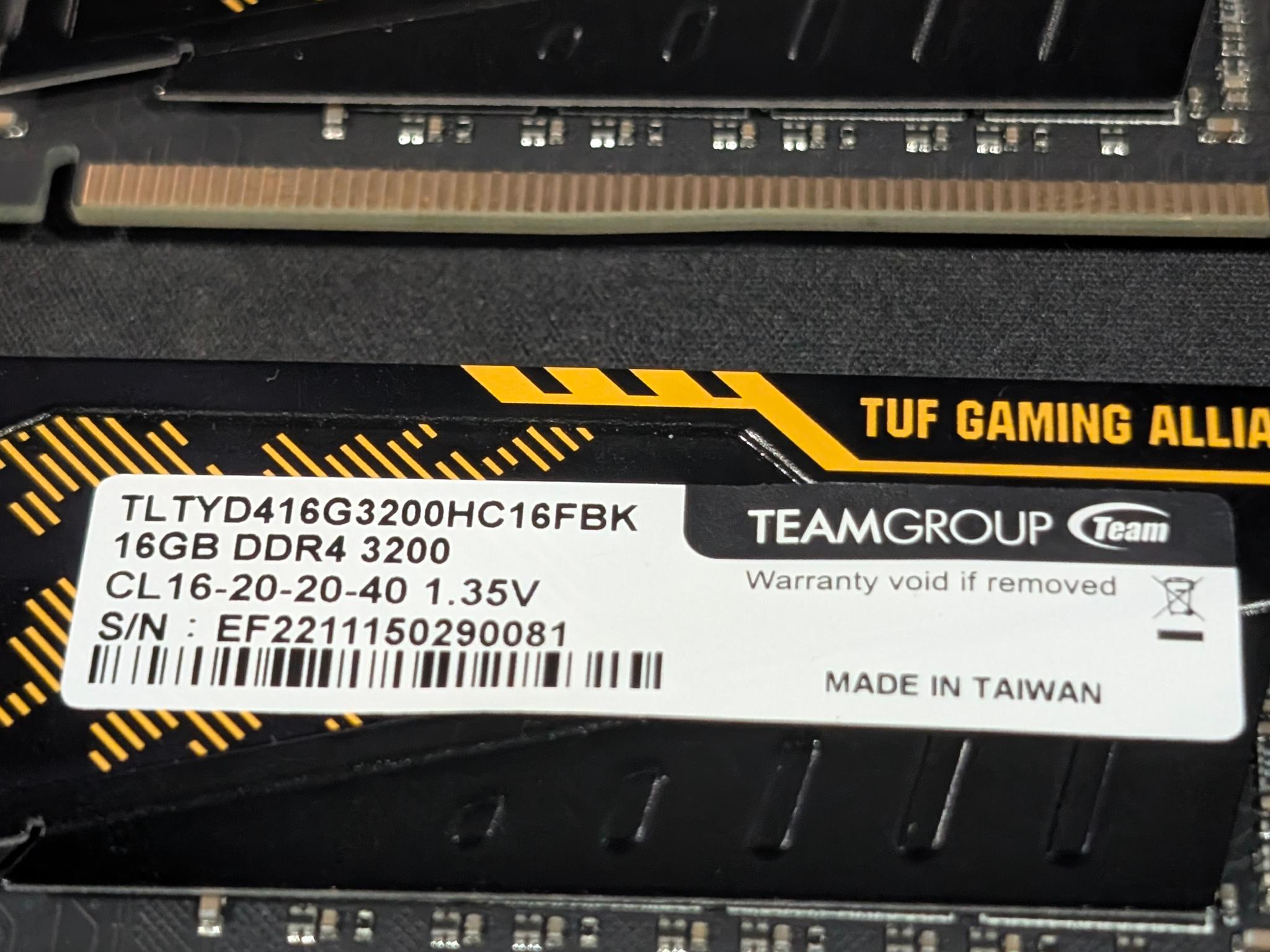 T-Force TUF GAMING ALLIANCE 32GB 3200MHz DDR4