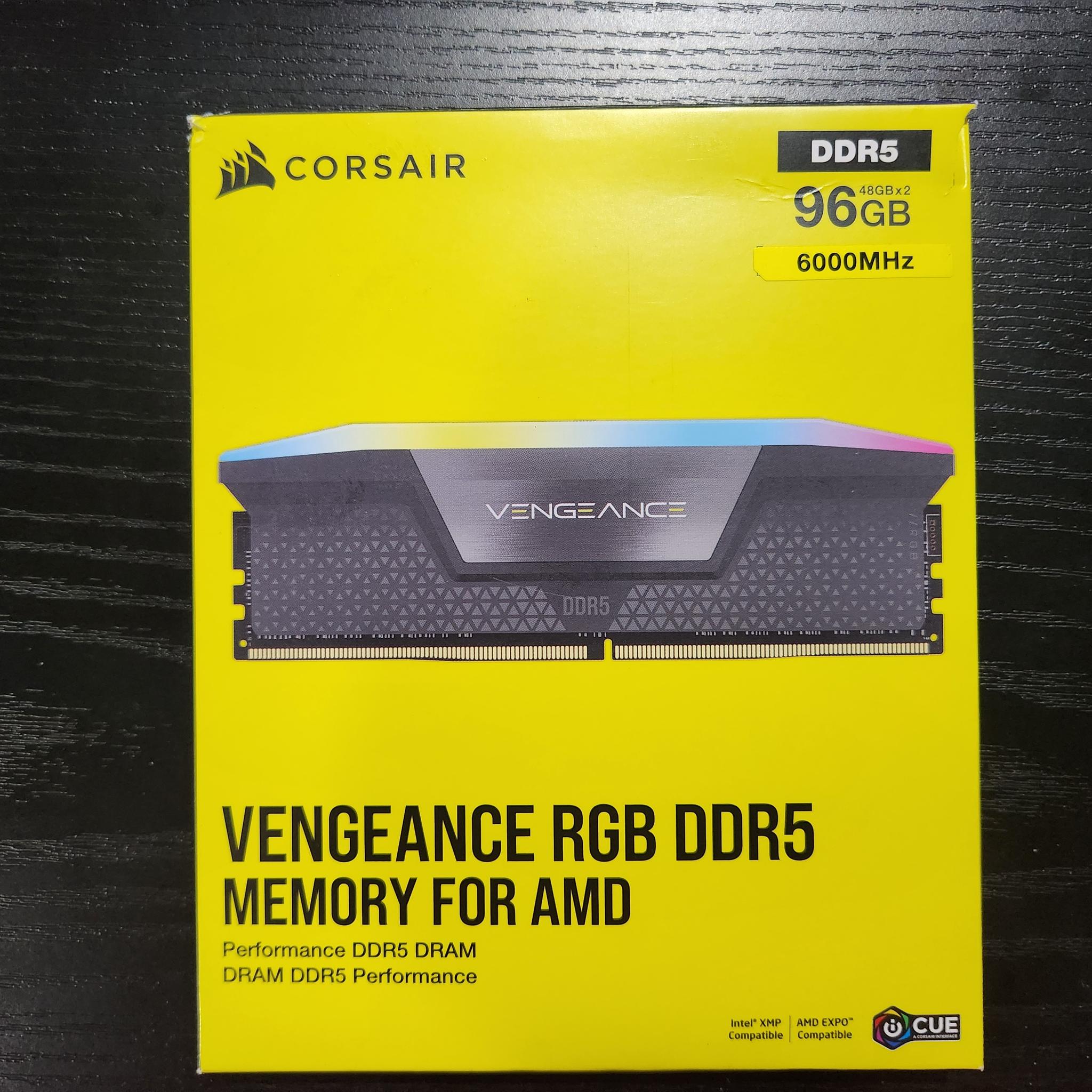 CORSAIR Vengeance RGB DDR5 RAM 96GB (2x48GB) Up to 6000MHz CL30