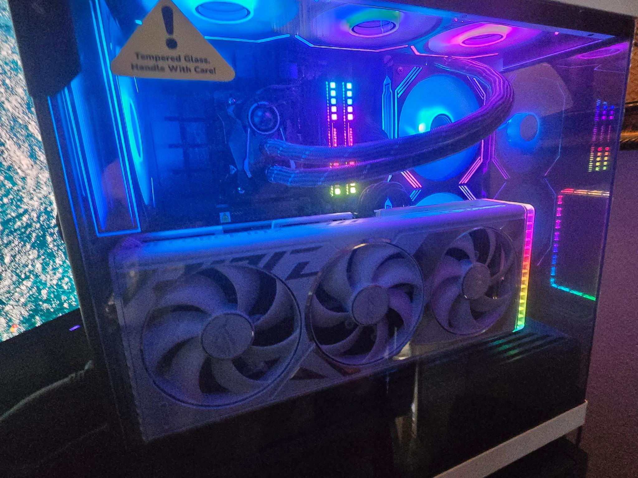 WHITE AND BLACK 4K/1440P POWERFUL GAMING/STREAMING PC:4080, 7800X3D, 2TB 980 PRO, 32GB DOMINATOR RAM