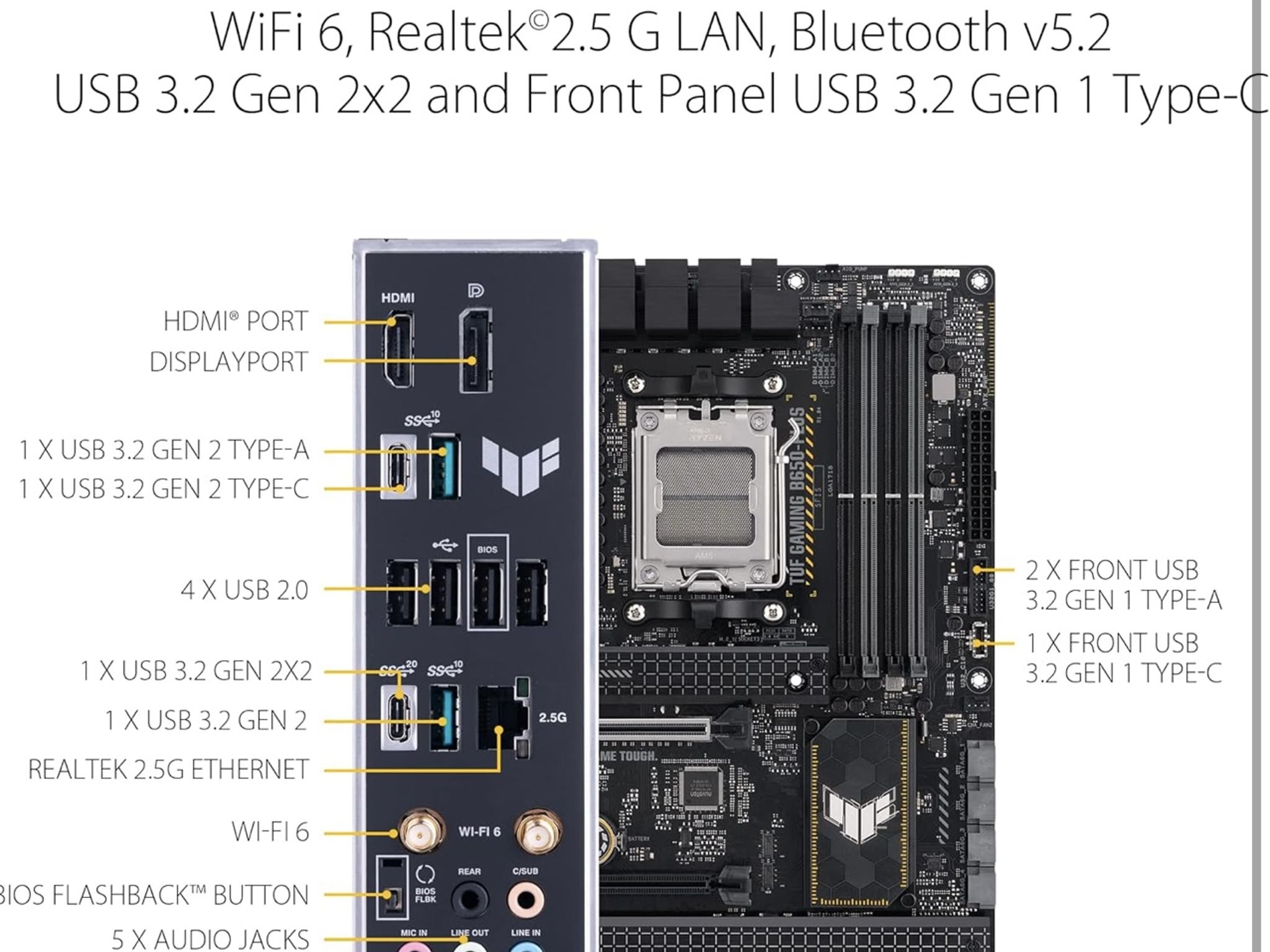 ASUS TUF GAMING B650-PLUS WIFI AMD B650 AM5 Ryzen™ Desktop 9000 8000 and 7000 ATX motherboard