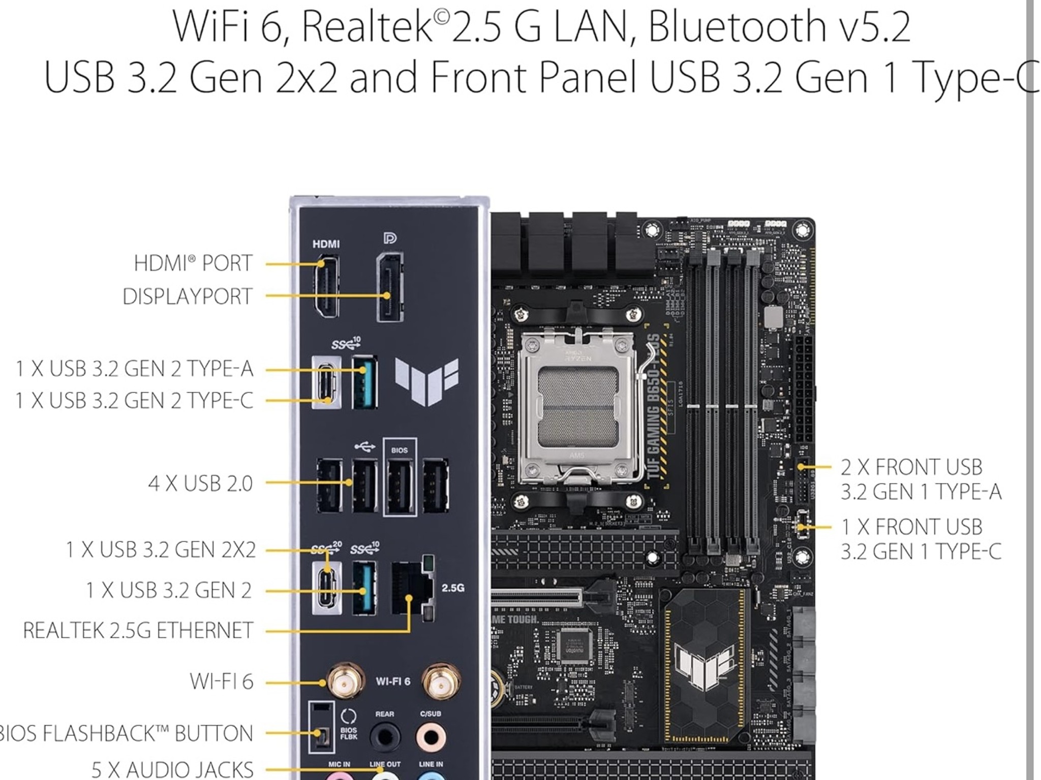 ASUS TUF GAMING B650-PLUS WIFI AMD B650 AM5 Ryzen™ Desktop 9000 8000 and 7000 ATX motherboard