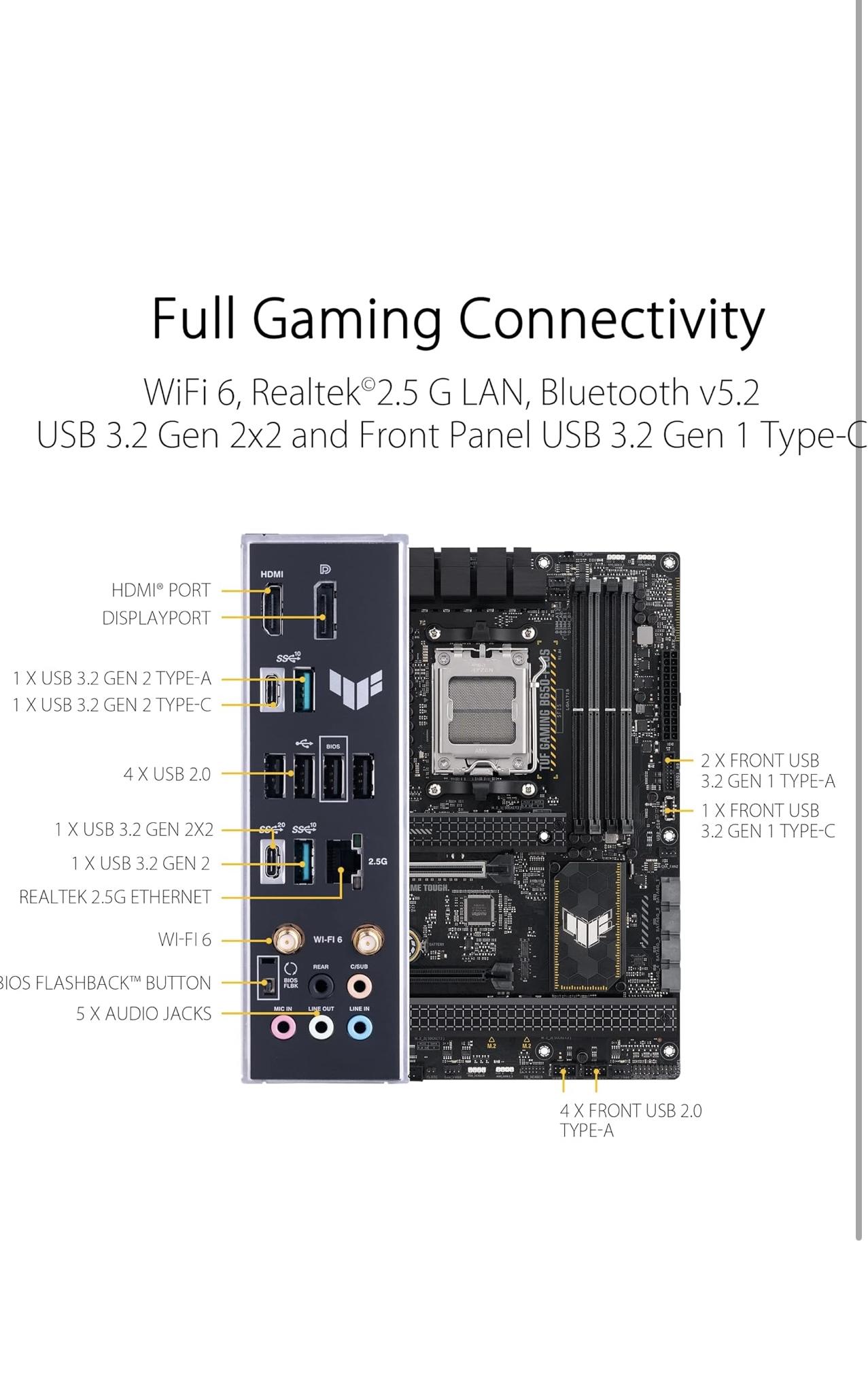 ASUS TUF GAMING B650-PLUS WIFI AMD B650 AM5 Ryzen™ Desktop 9000 8000 and 7000 ATX motherboard