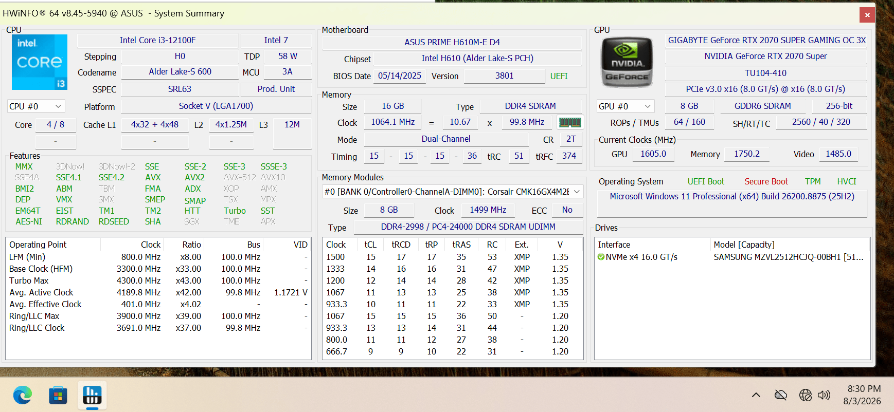 Budget Entry Gaming 12100F | 2070S | 16GB DDR4 | 512GB