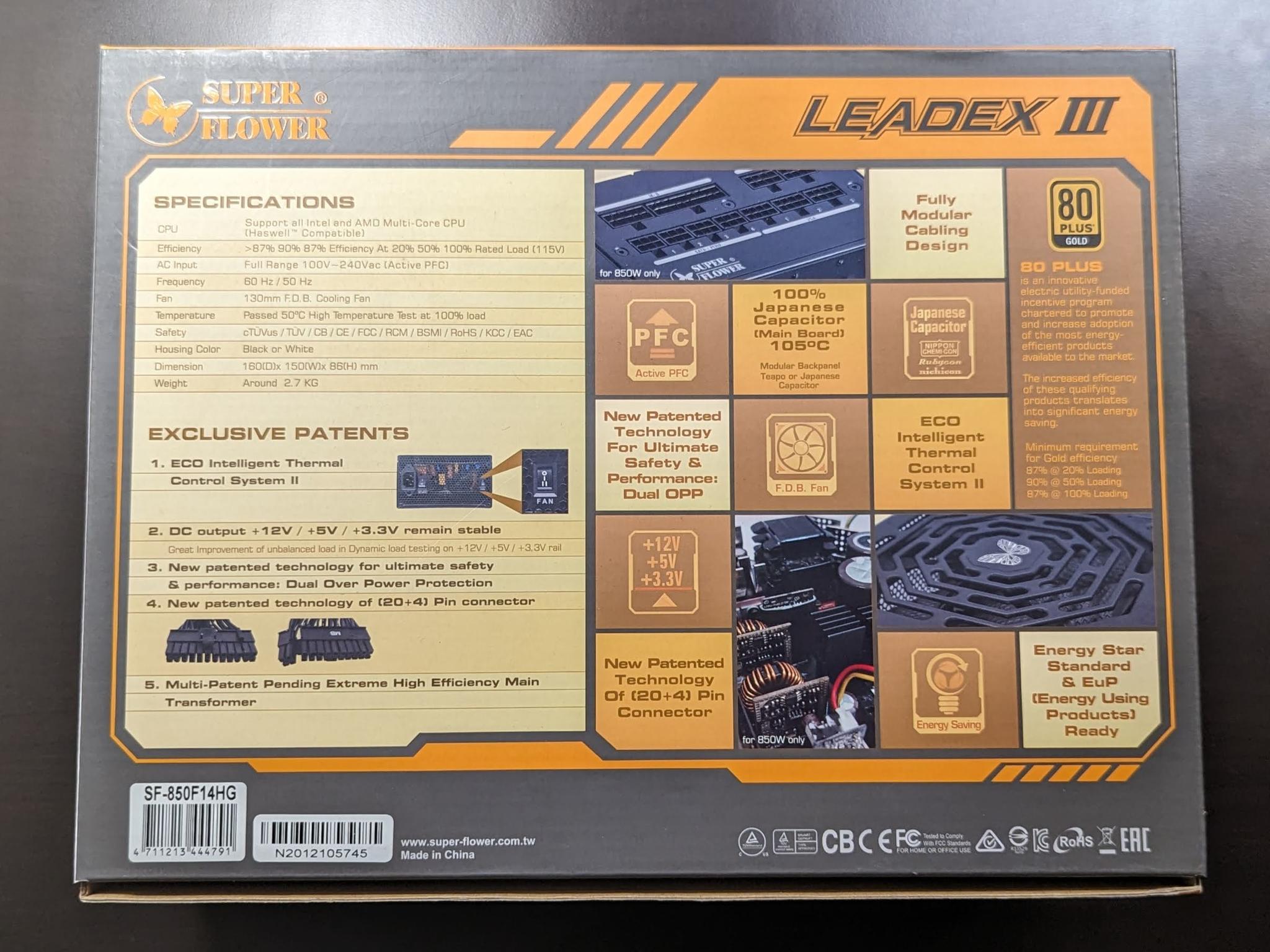 Super Flower Leadex III Gold 850W 80+ Gold Fully Modular ATX PSU