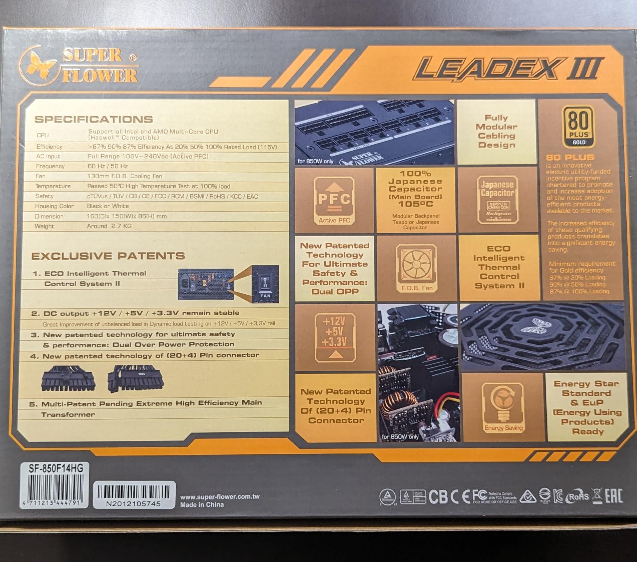Super Flower Leadex III Gold 850W 80+ Gold Fully Modular ATX PSU