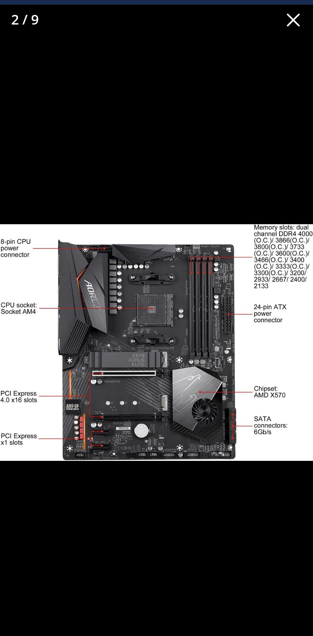 X570 Aorus Elite AMD Ryzen AM4 Gaming Motherboard