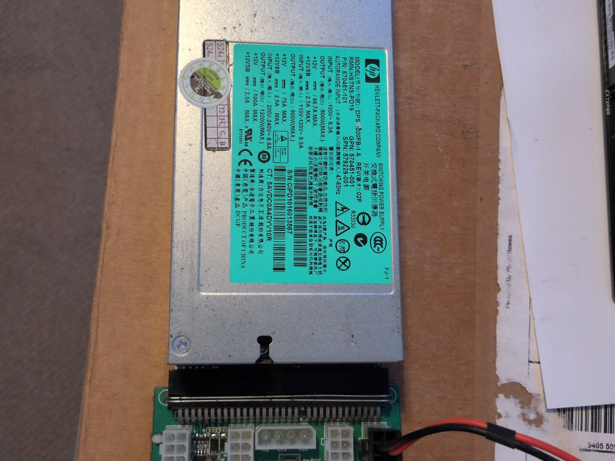 HP 1200W Server PSU DPS-1200FB Kit Breakout Board Cables - Unit 4