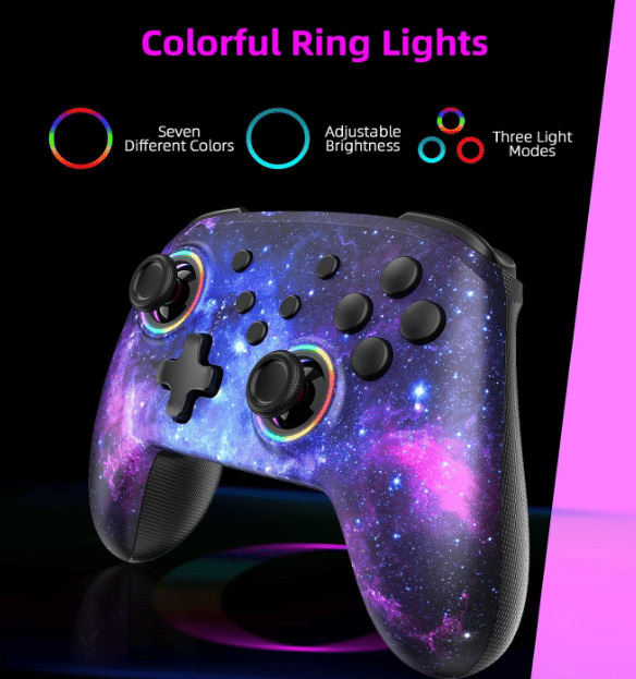 NexiGo NS32 Wireless Controller (Cosmic Nebula) + EasySMX X05 Gaming Controller (Lime) Bundle