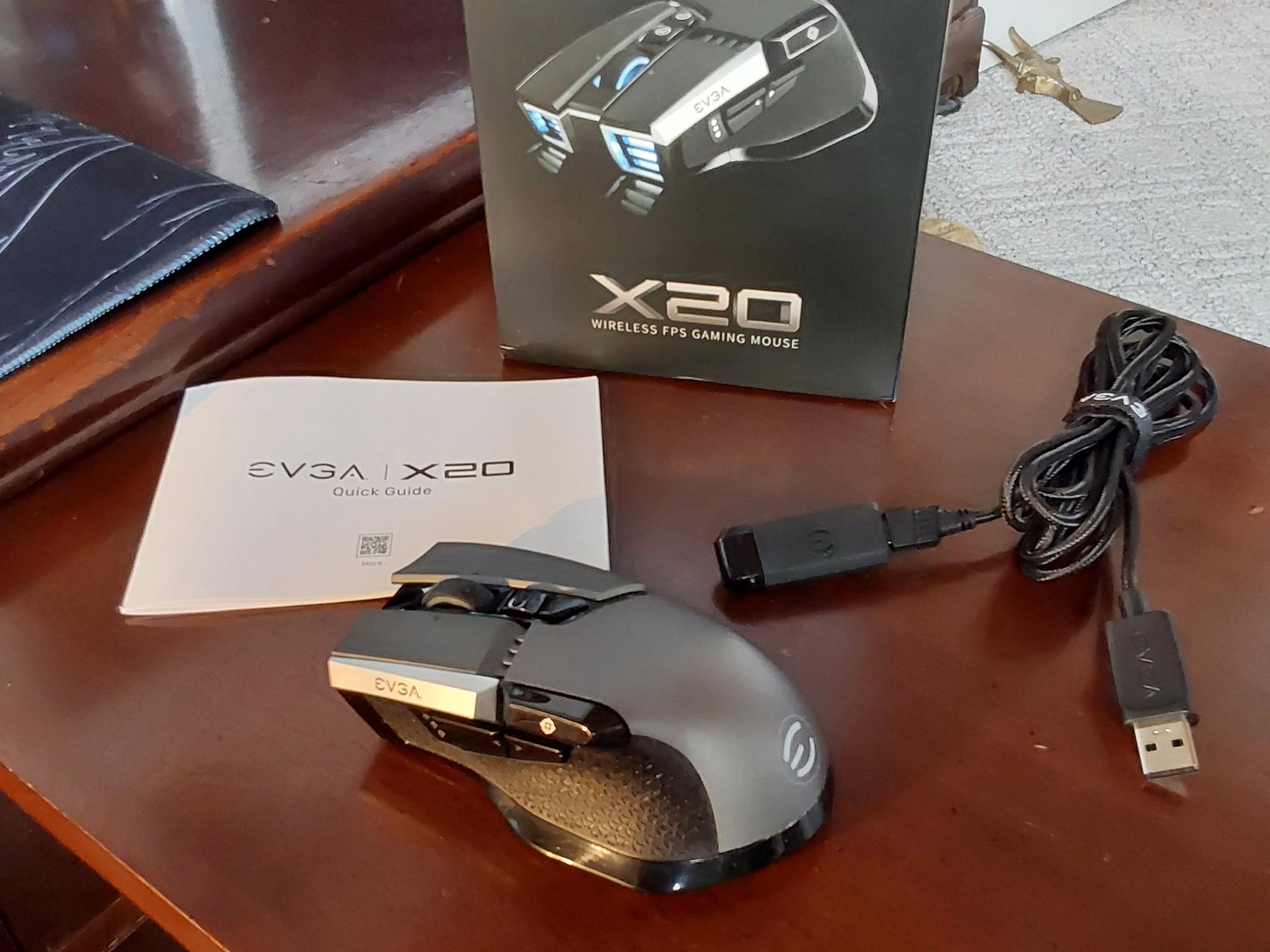 EVGA X20 Wireless Customizable Ergonomic Gaming Mouse, Grey, 16,000 DPI, 5 Profiles, 10 Buttons