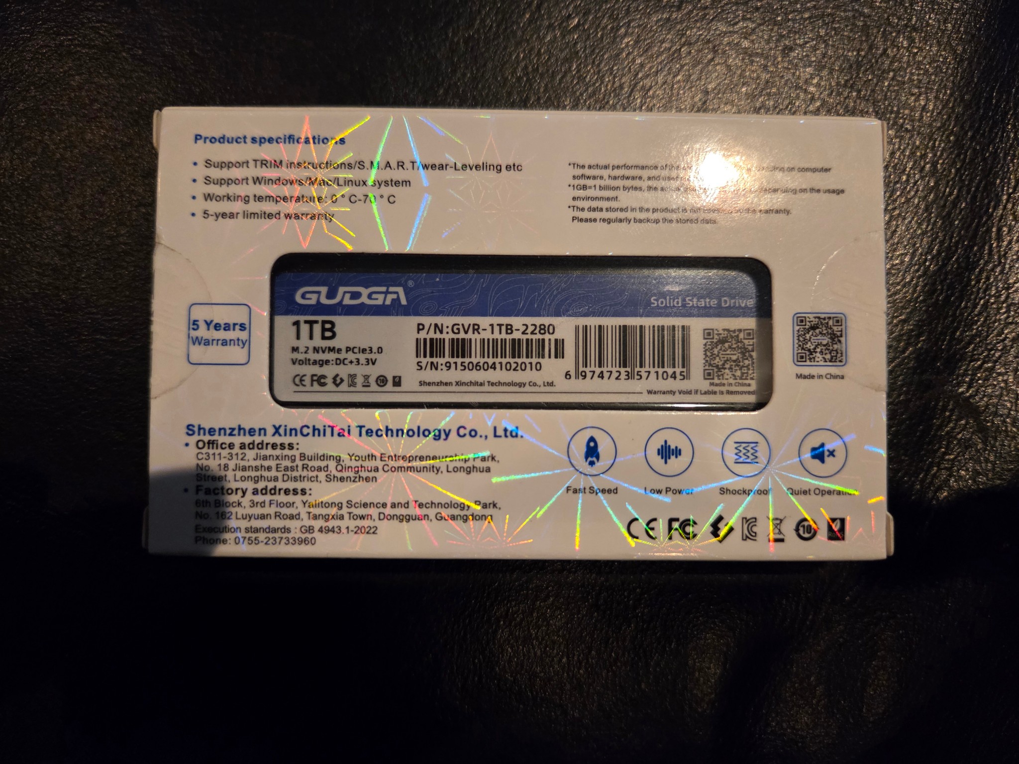 New 1TB PCIe 3.0 SSD - GUDGA GVR