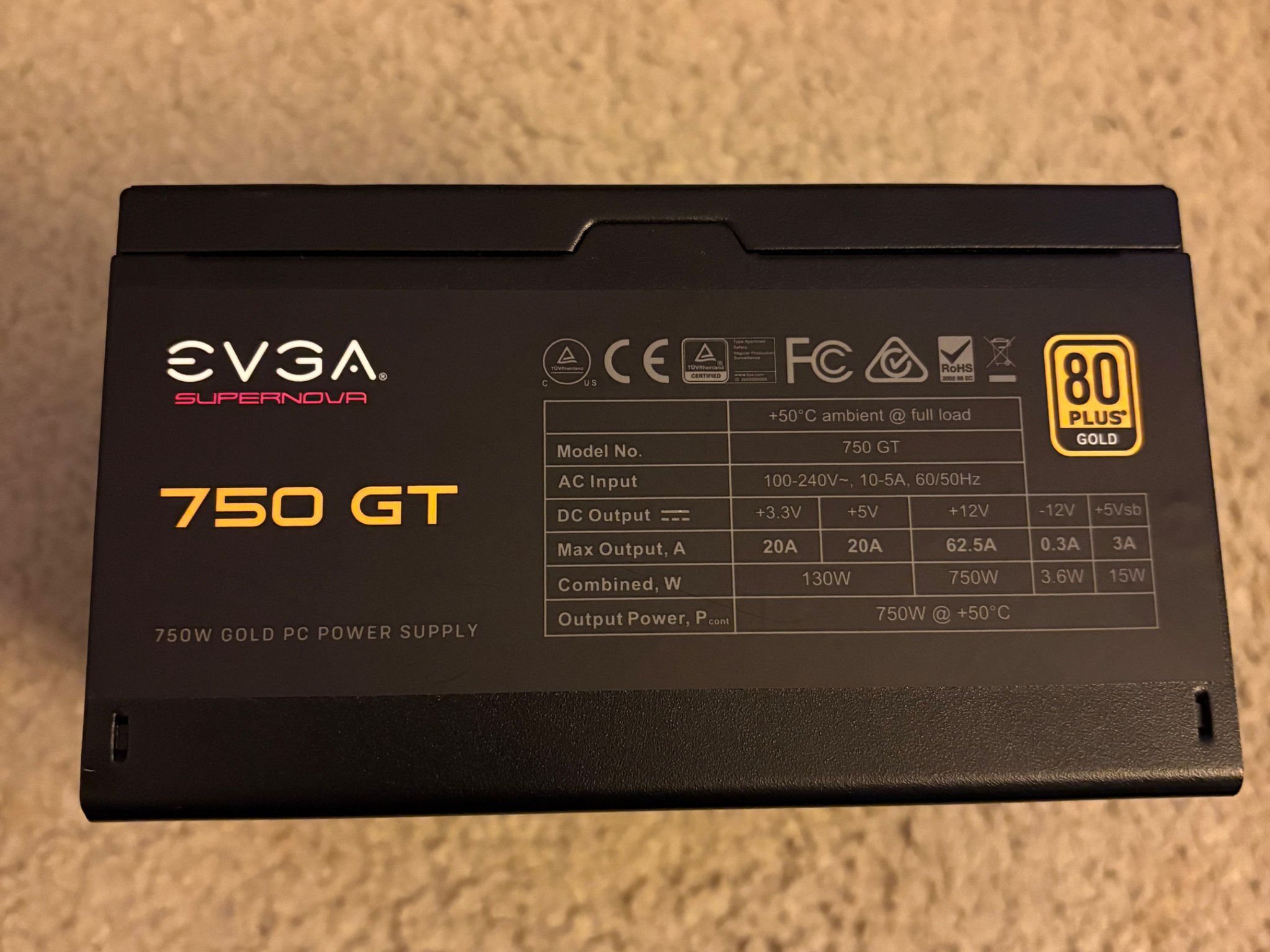 EVGA 750 GT, 80 Plus Gold 750W, Fully Modular, Auto Eco Mode