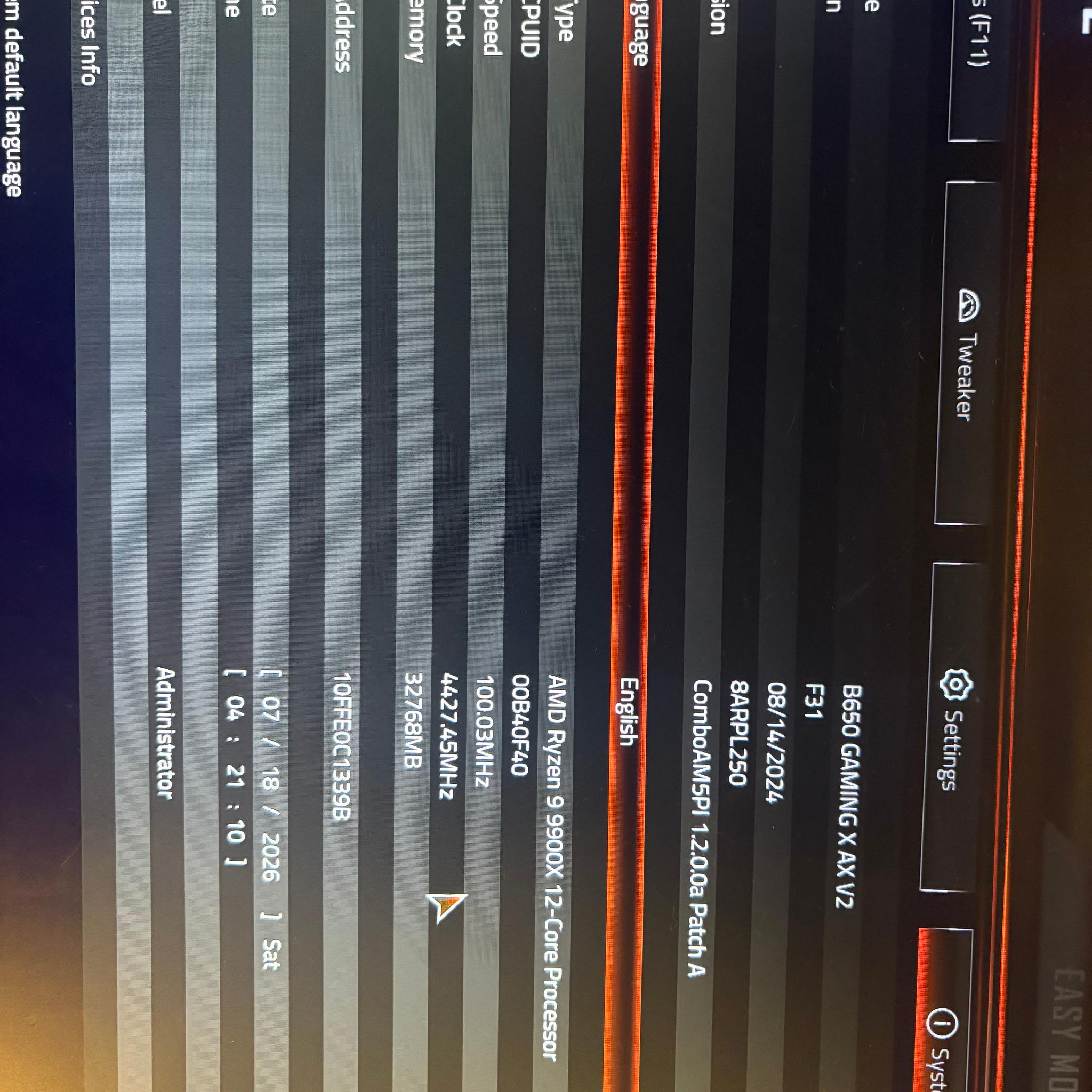 RYZEN 9 9900X WITH GIGABYTE B650 GAMING AX V2 MOTHERBOARD