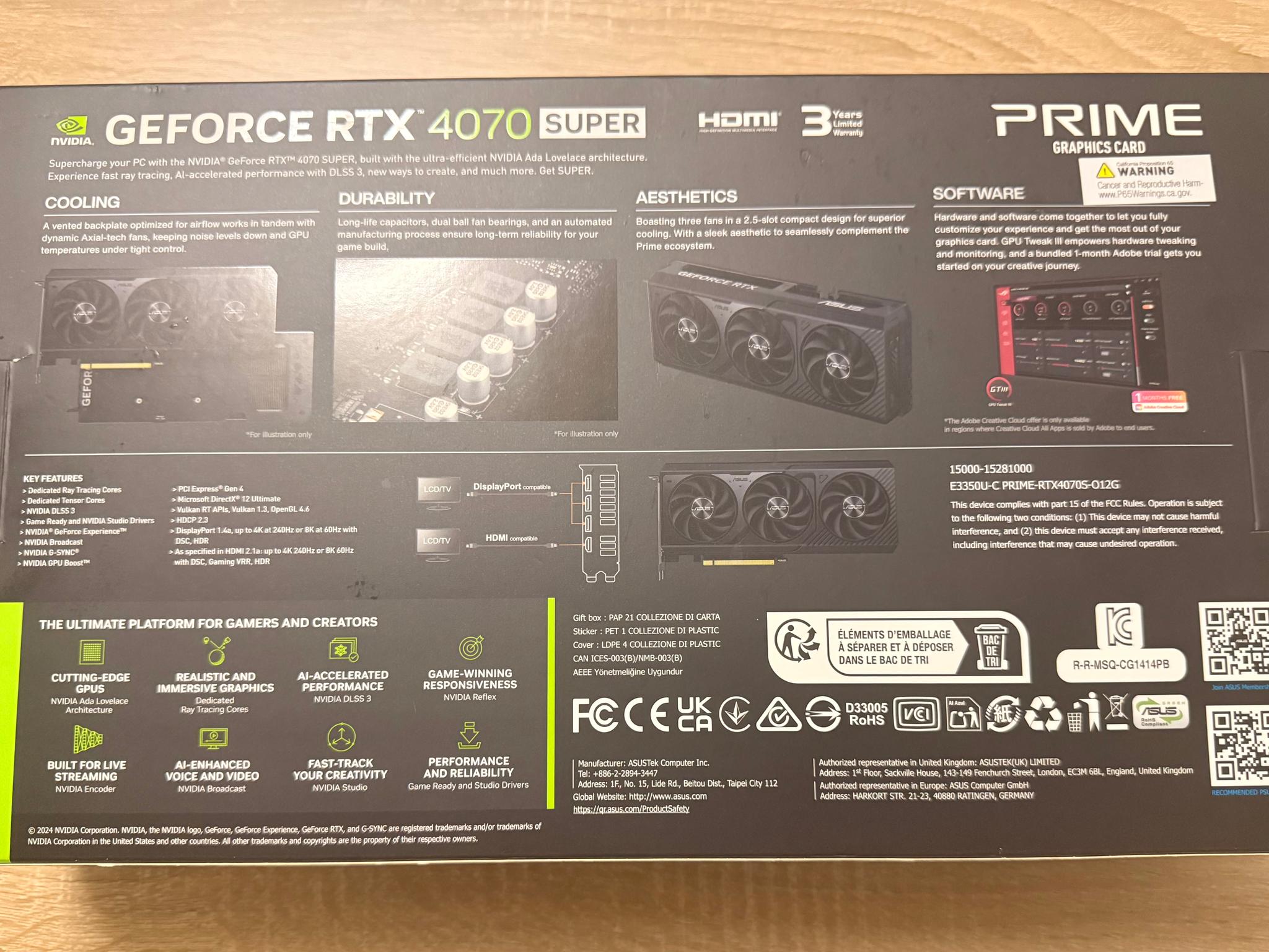 ASUS PRIME nVIDIA GeForce RTX 4070 Super OC edition 12GB GDDR6X