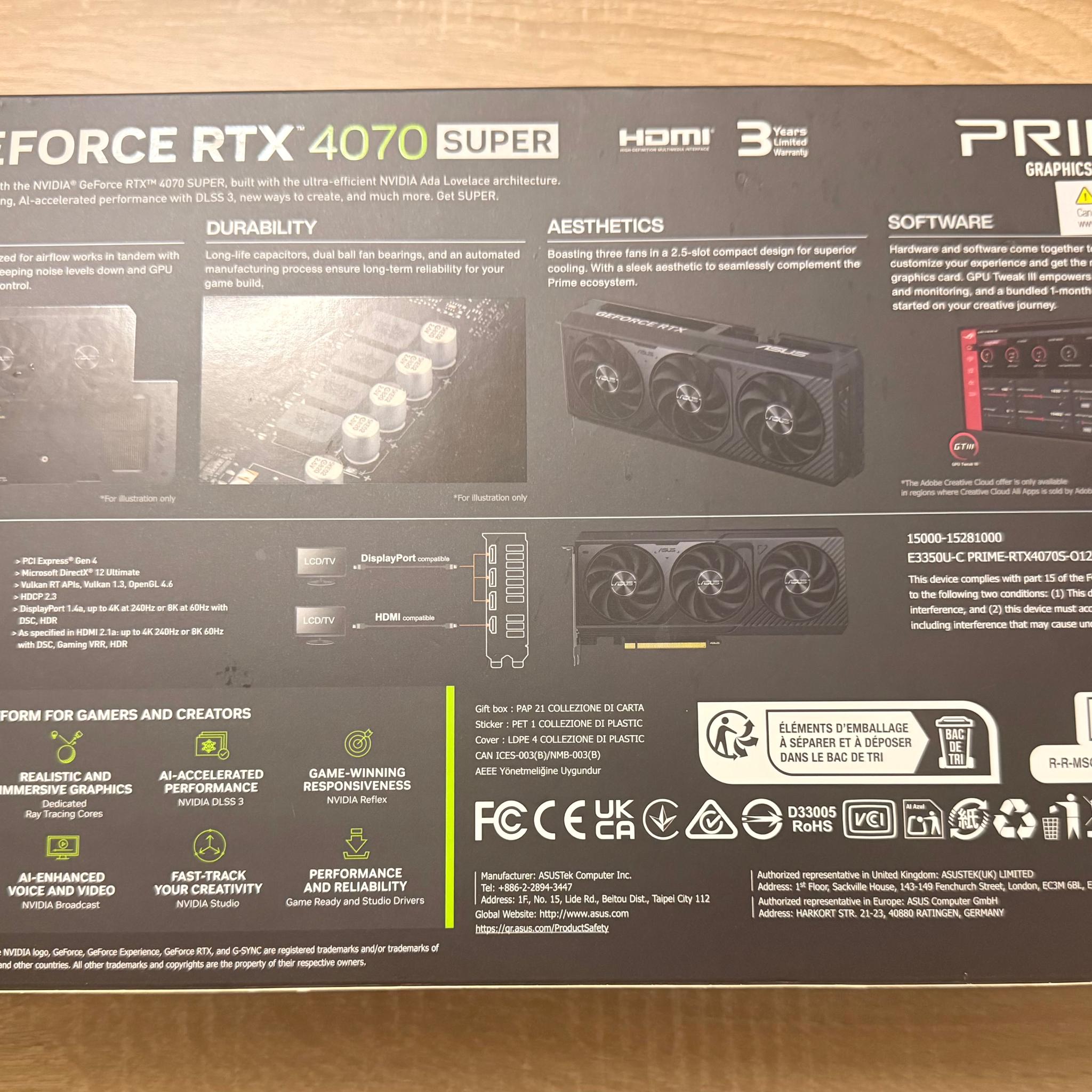ASUS PRIME nVIDIA GeForce RTX 4070 Super OC edition 12GB GDDR6X