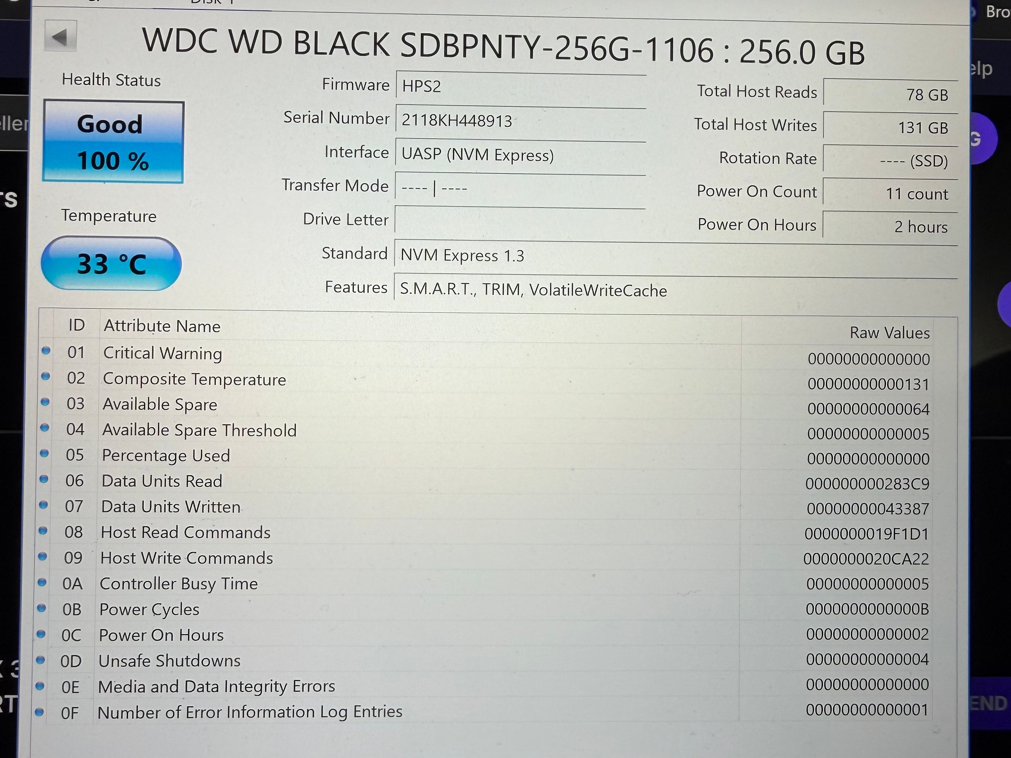 New Tested WD Black NVME M.2 2280 256GB SSD